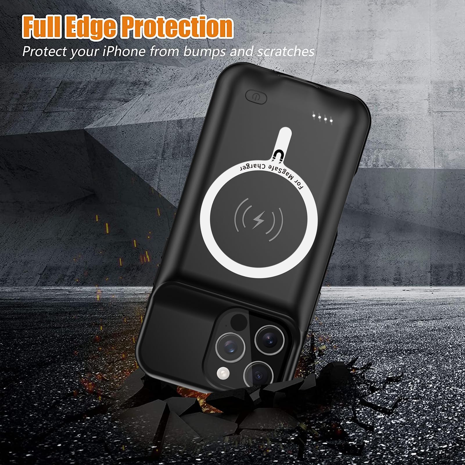 10000mAh Magnetic Battery Case for iPhone 16 Pro (6.3