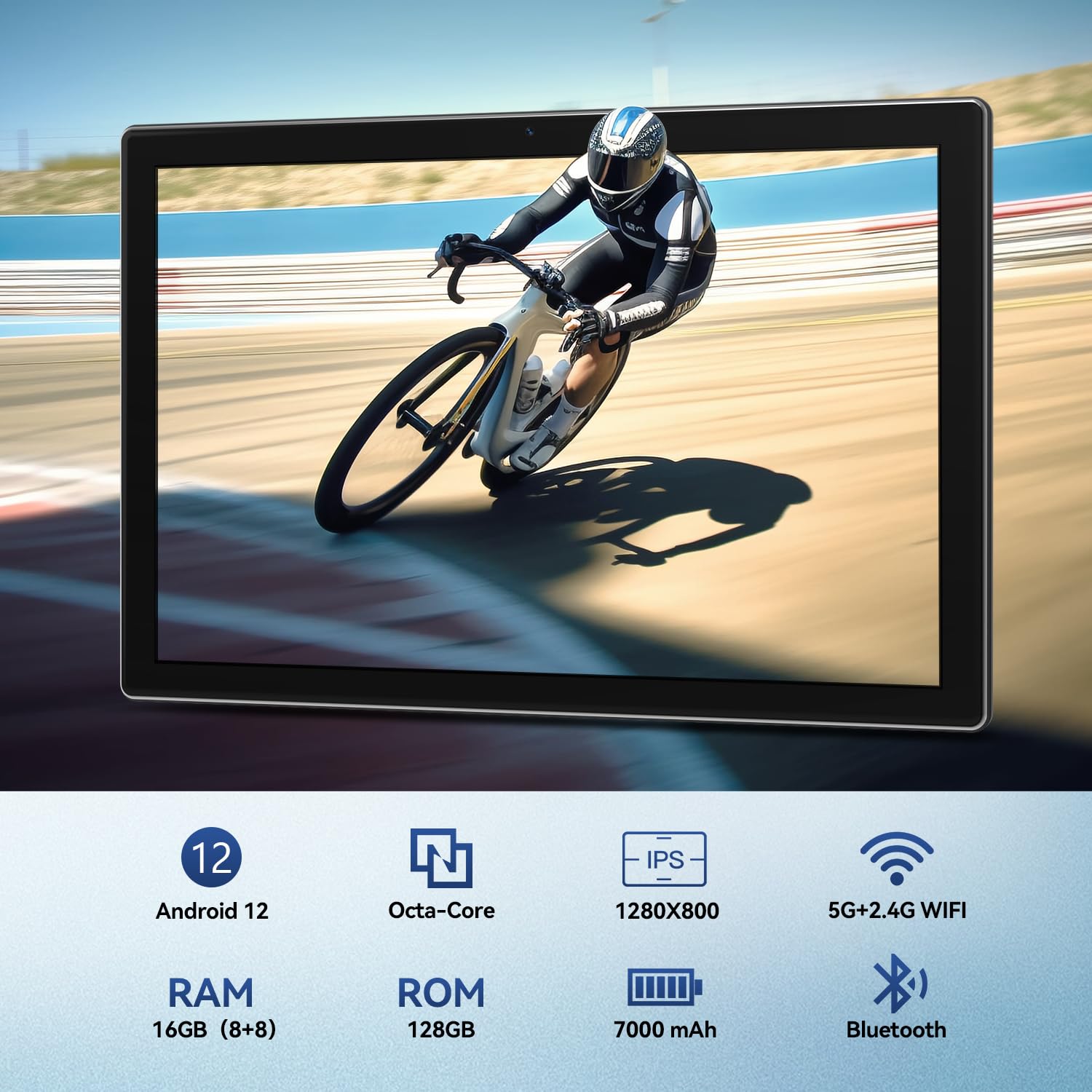 2024 Upgraded Android 13 Tablet - 10 Inch Octa-Core Processor, 128GB ROM + 16GB (8+8 Expandable) RAM, 5G WiFi & Bluetooth, 13MP Dual Camera, GPS Support - Perfect for Work, Study, and Entertainment