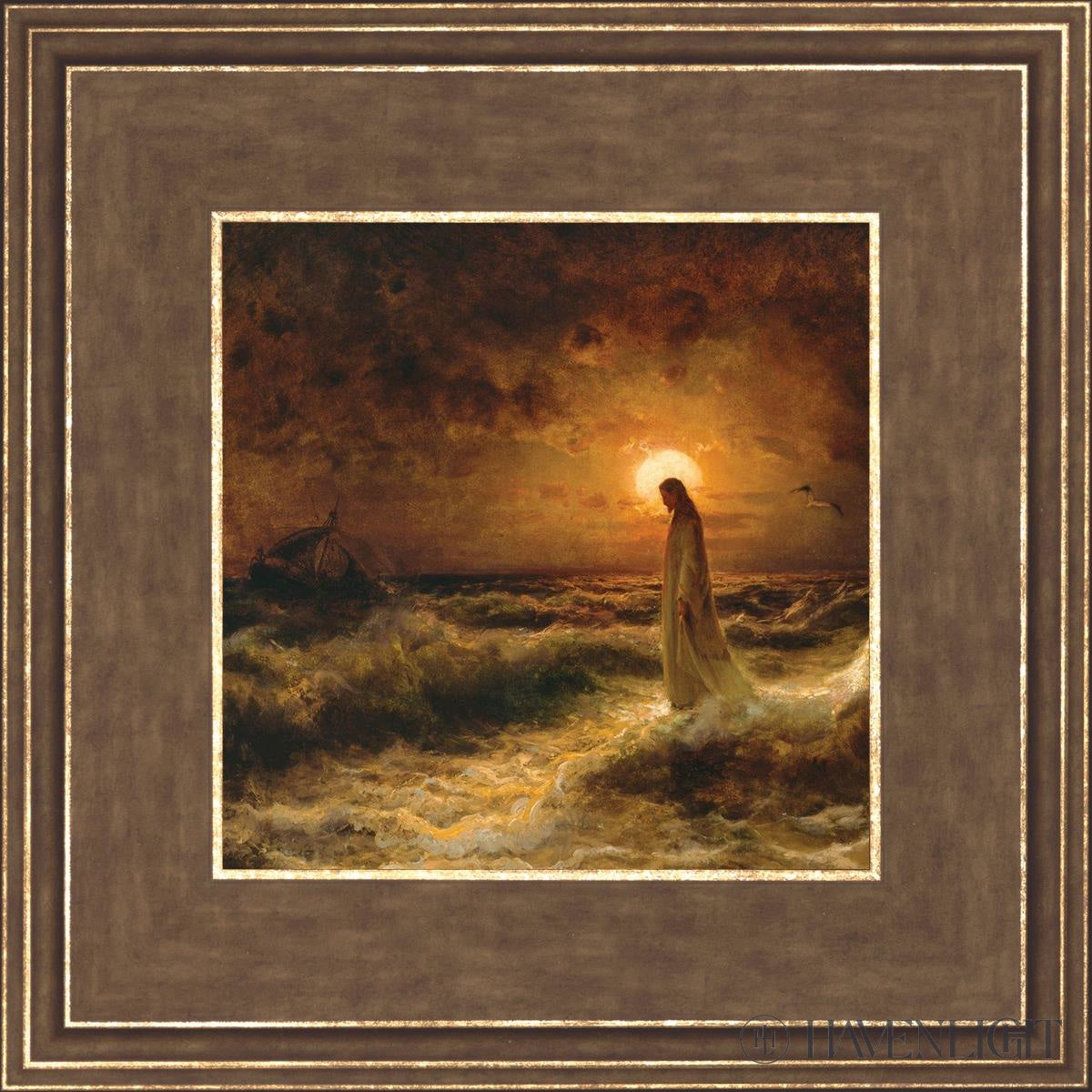 Christ Walking On The Water - Religious Wall Art Decor for Home, Church & Office - Inspirational Christian Painting for Faith-Based Interiors