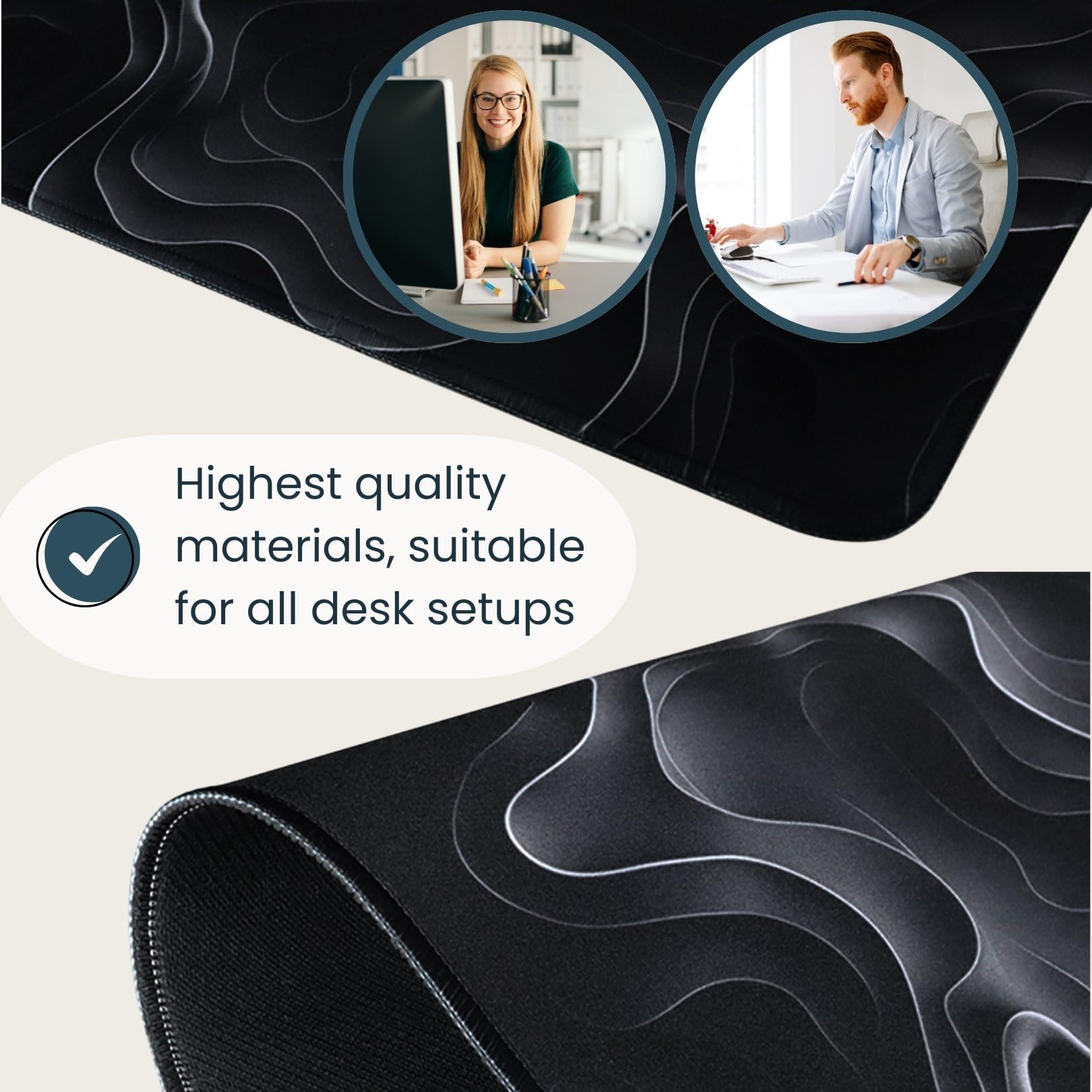 3D Topographic Mouse Pad with Depth Effect - Black Ergonomic Desk Mat for Keyboard & Mouse, Gaming & Office Use - Perfect for Workstations, Home Offices & Gaming Setups