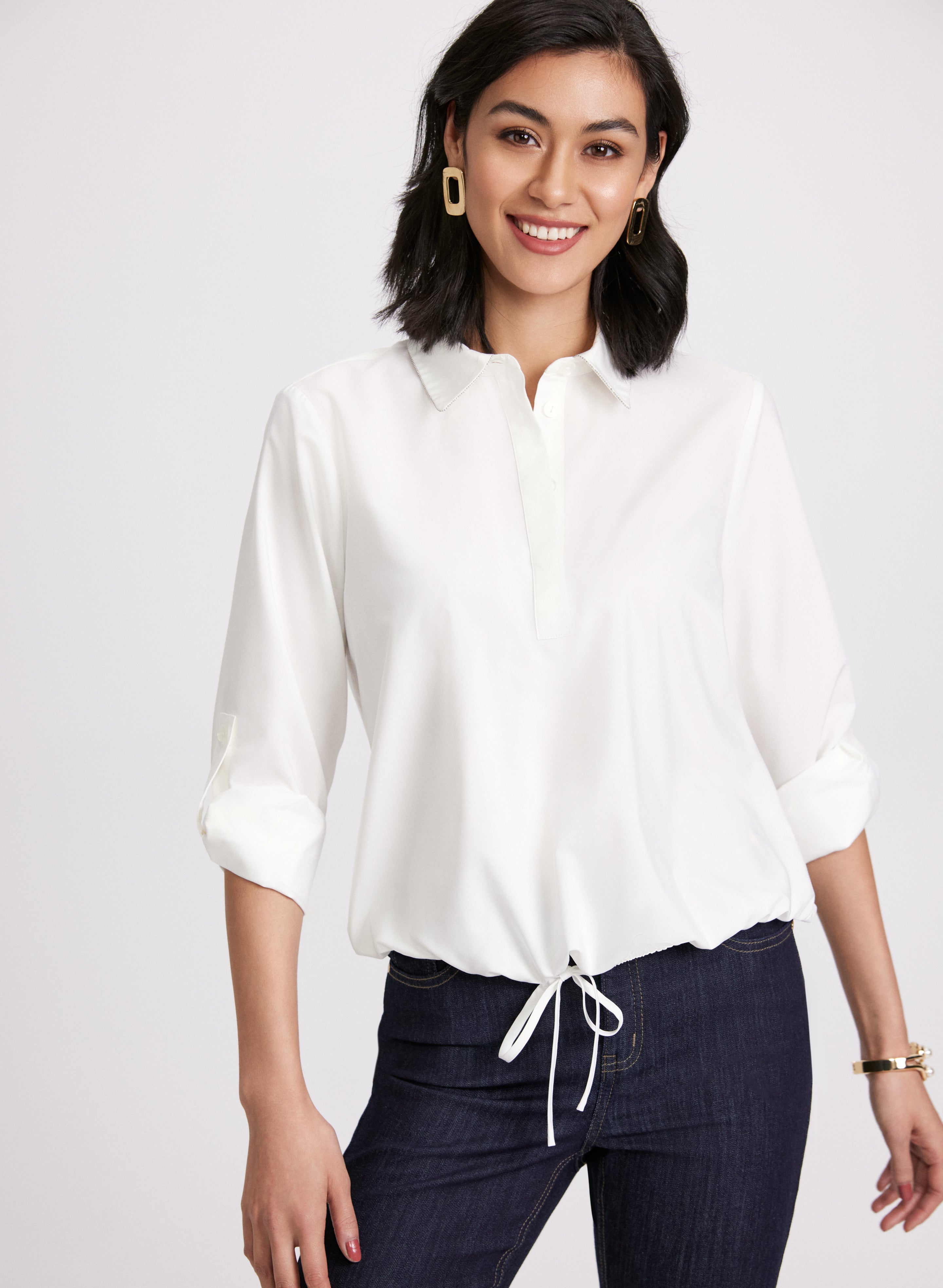 Embellished Collar Blouse for Women - Elegant Ruffled Neckline Top - Perfect for Office Wear, Date Night & Special Occasions