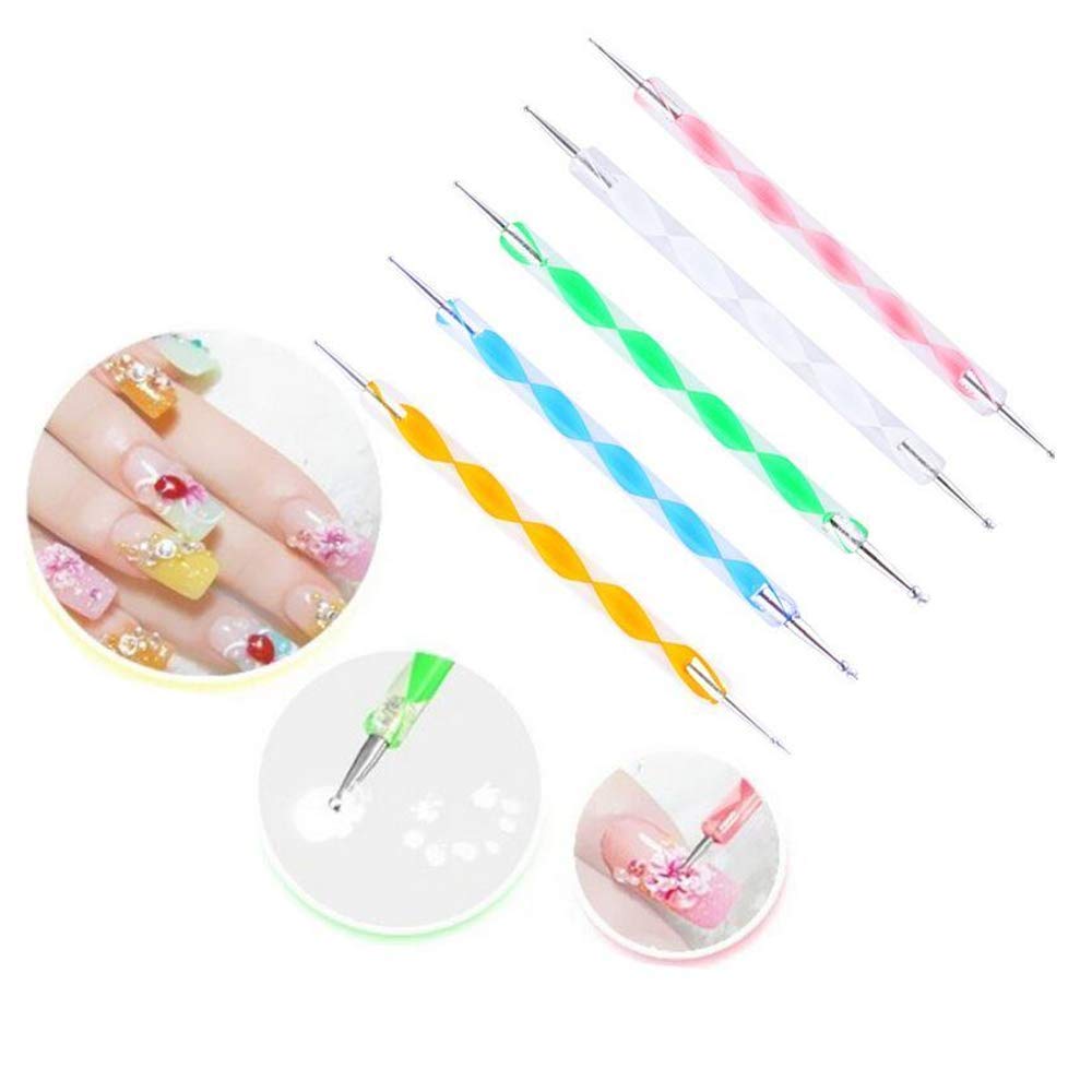 5-Piece Acrylic Dotting Tools Set for Nail Art - Multi-Color Stylus Pens for DIY Nail Designs & Painting - Perfect for Salon, Home Manicures & Creative Nail Art Projects