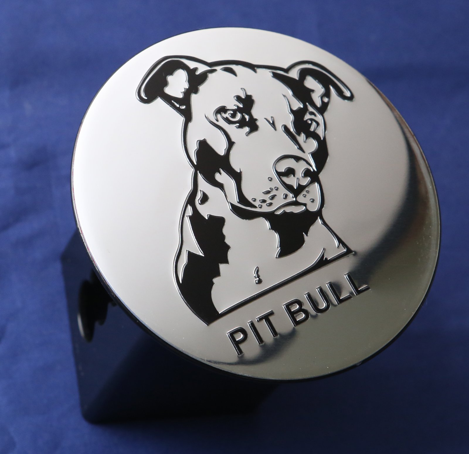 Pit Bull Dog Metal Embossed Chrome Trailer Hitch Cover - 2