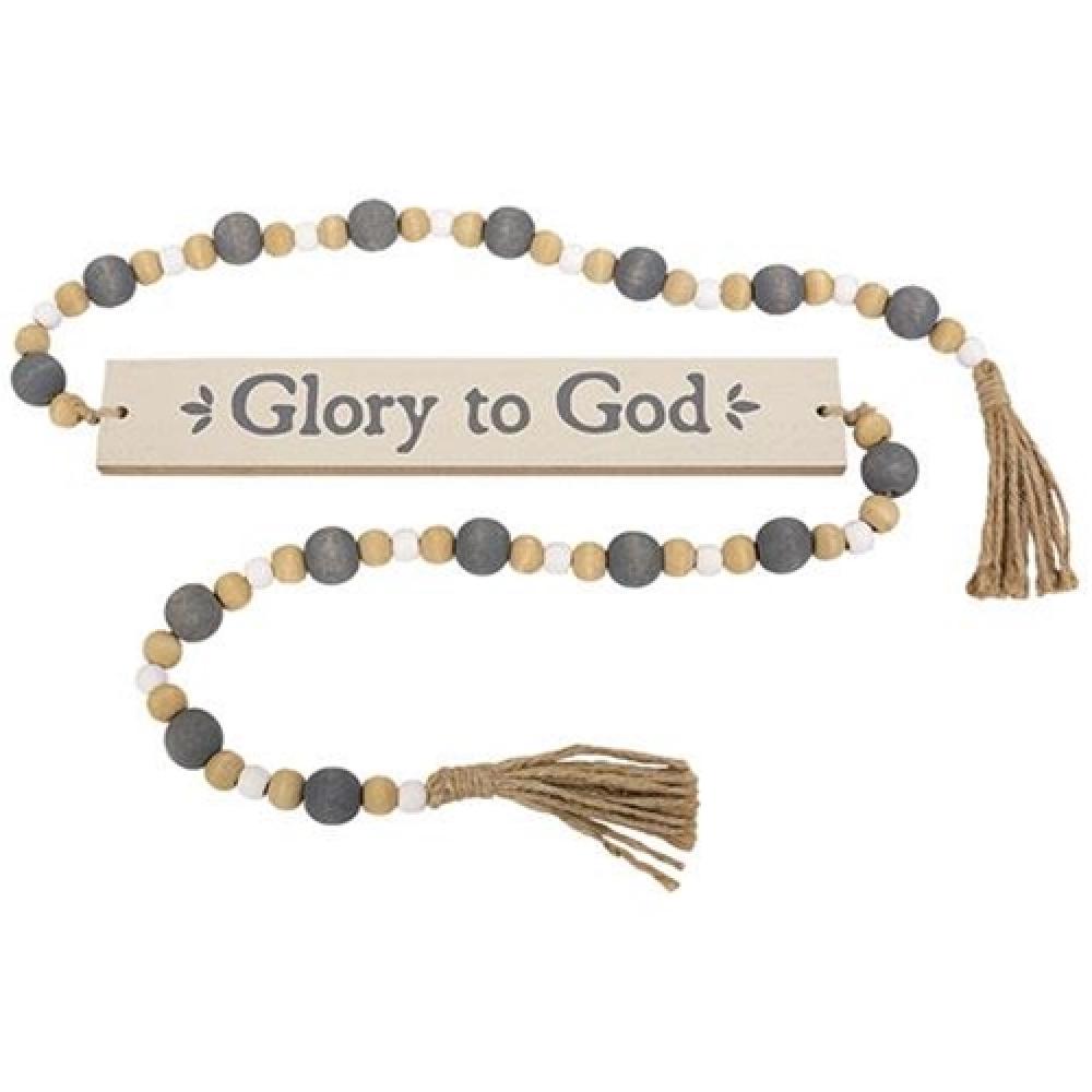 Glory to God Beaded Garland Sign - Christian Home Decor for Wall, Wedding, Baptism & Church Events - Inspirational Religious Gift for Faithful