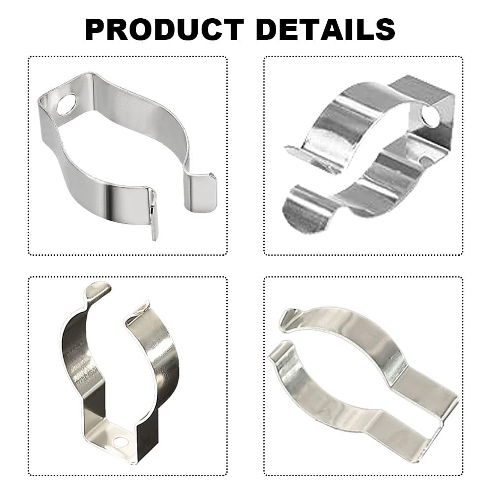 4 Pack T8 U Clips Lamp Holder - Stainless Steel LED Light & Fluorescent Tube Mounting Accessories - Silver (Perfect for Home, Office & Garage Lighting Fixtures)