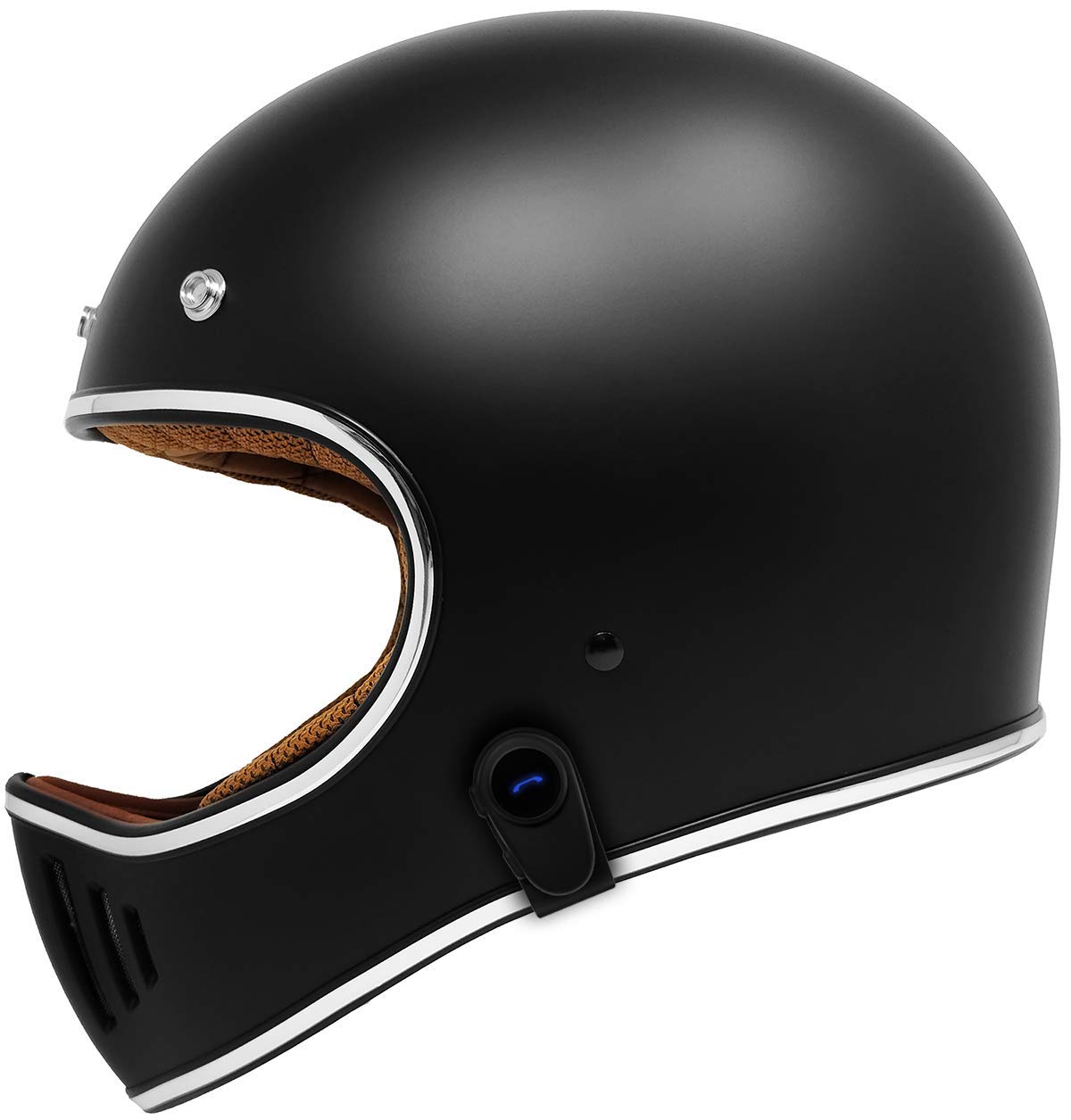 GDM REBEL Retro Motorcycle Helmet with Built-in Bluetooth Headset - Vintage Style DOT Approved Full Face Helmet for Men & Women - Perfect for Cruiser, Cafe Racer & Urban Riding