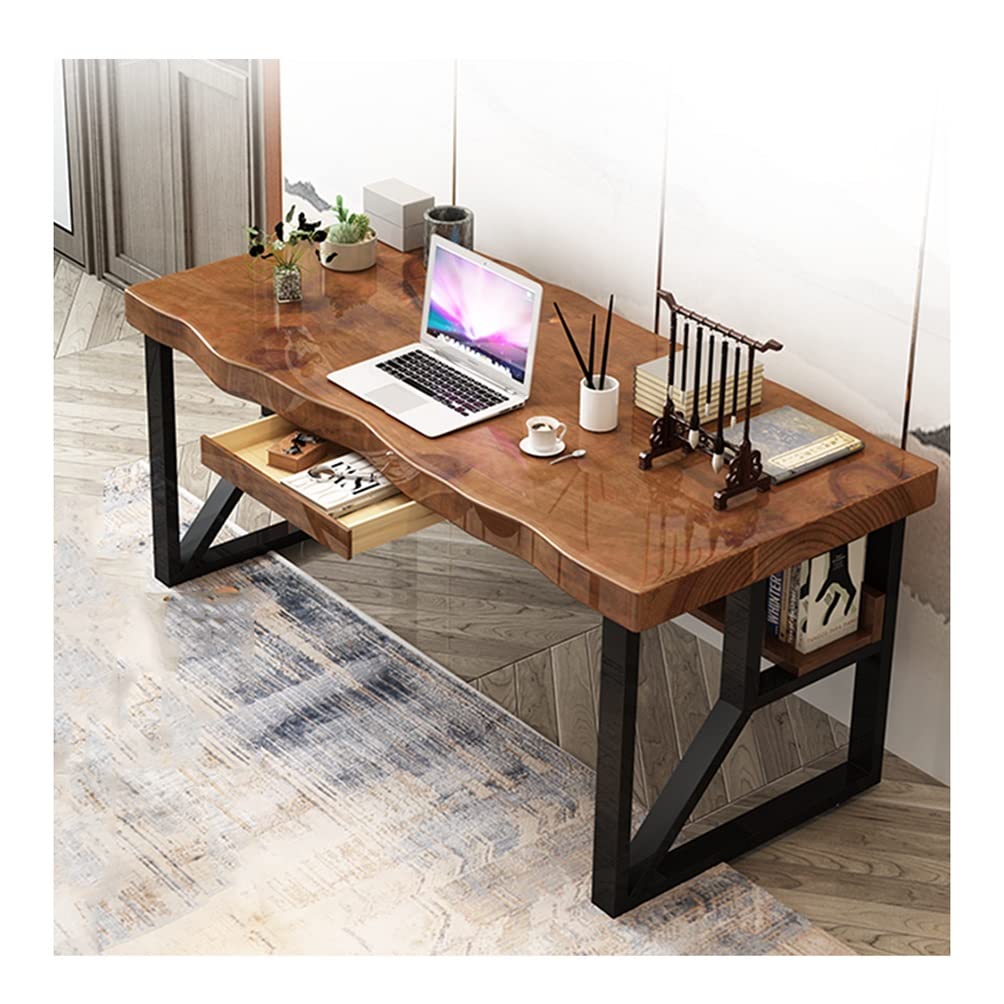 Solid Wood Computer Desk with Drawers & Storage Shelves - Modern Minimalist Home Office Desk, Writing Desk, Study Table (120-280cm) - Perfect for Small Spaces, Home Office & Remote Work (Size: 280X100X75CM)