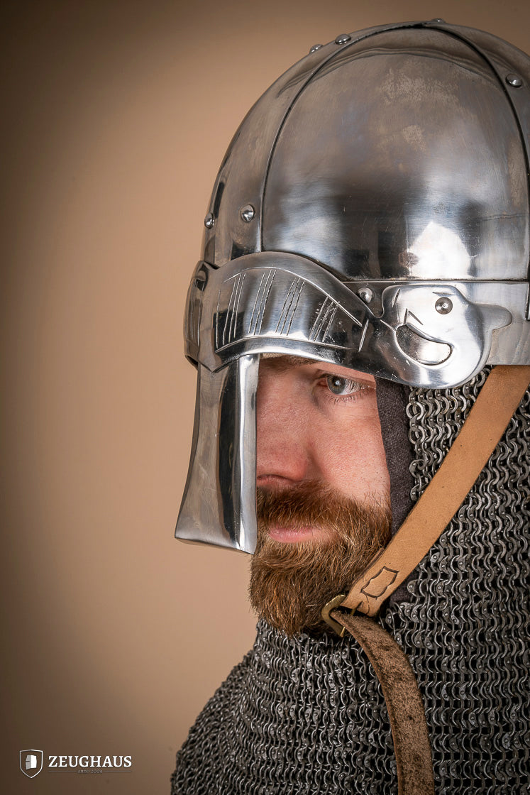 Viking Spangenhelm 2mm Polished Steel Medieval Helmet - Authentic Norse Warrior Costume for LARP, Cosplay & Historical Reenactment