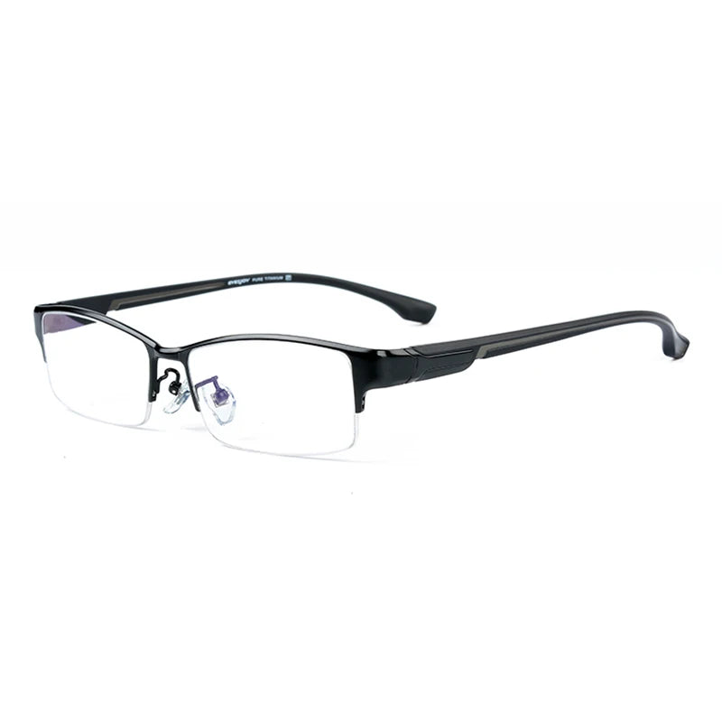 Brightzone Unisex Semi-Rim Square Titanium Eyeglasses 95356 - Lightweight & Durable Frame for Work, Reading & Everyday Wear