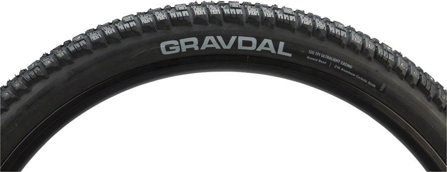 45NRTH Gravdal Studded Bike Tire - 26 x 2 Inch Clincher, Black Steel with 216 Carbide Studs (33 TPI) - Winter & Ice Cycling, Mountain Biking, Commuting in Snowy Conditions