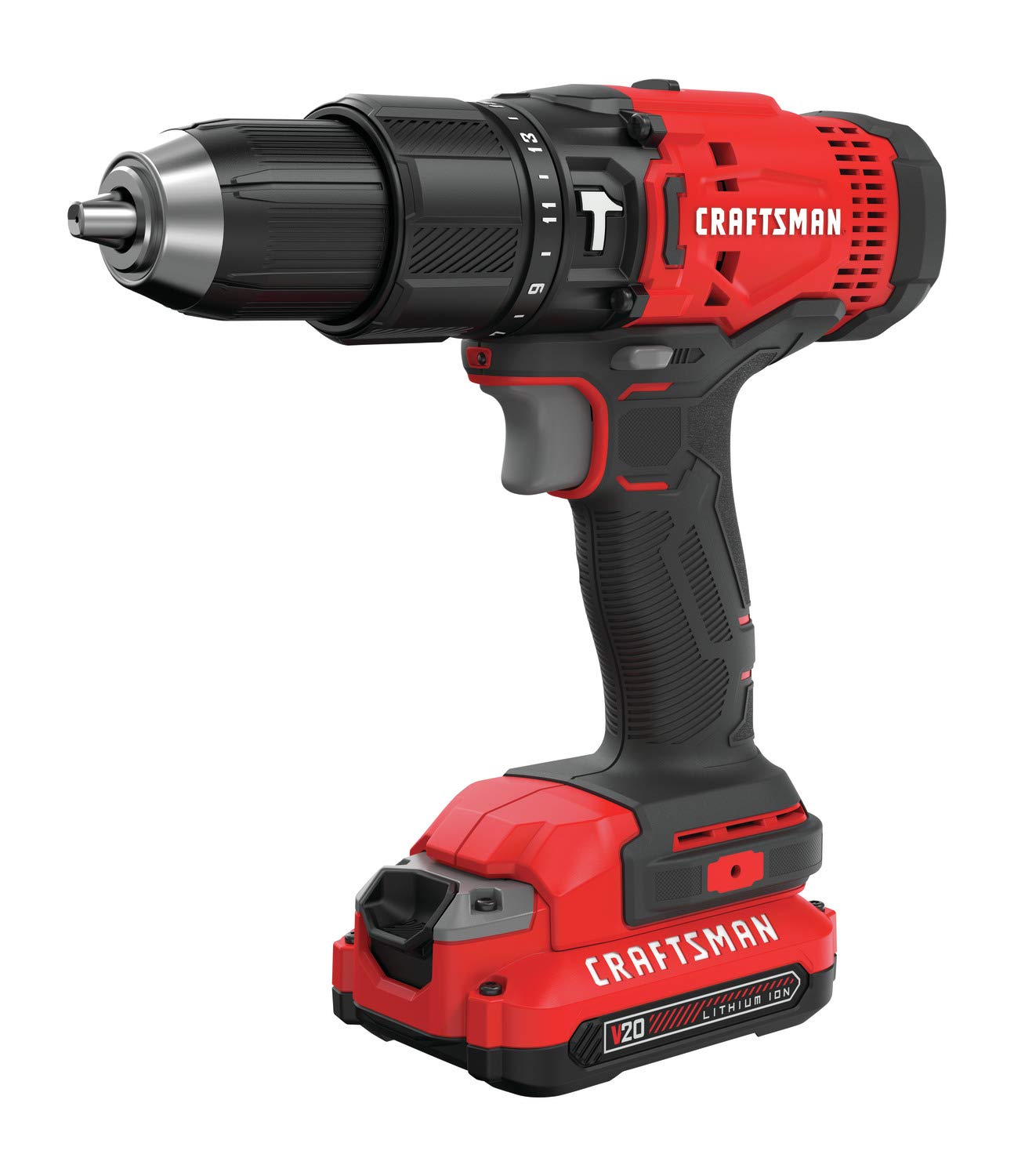 CRAFTSMAN V20 Cordless Hammer Drill Kit with 2 Batteries & Charger, 1/2 Inch Chuck, 20V Lithium-Ion Power Tool (CMCD711C2) - Perfect for DIY Projects, Home Repairs, and Professional Construction Work