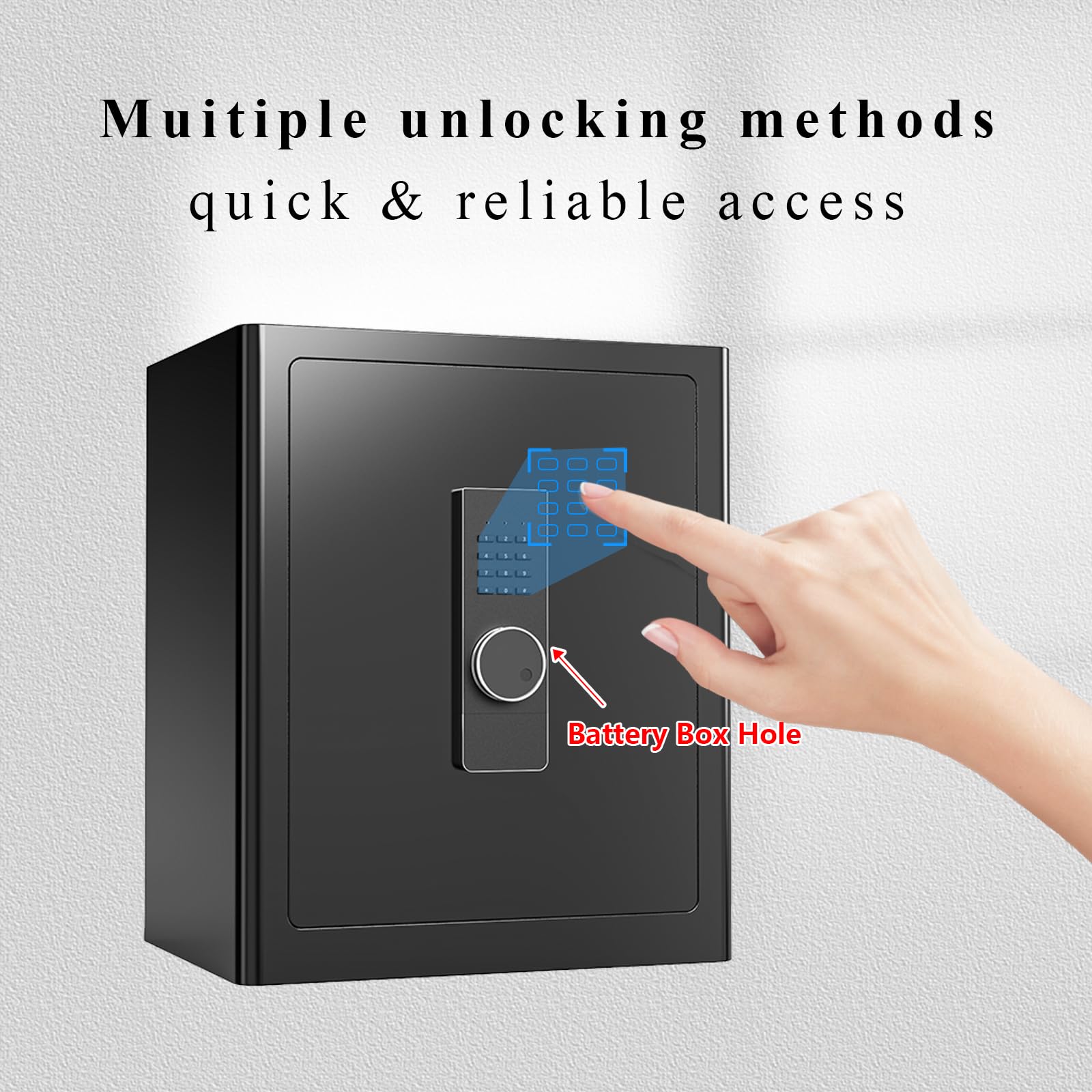 FABAO 2.0 Cubic Feet Fireproof Waterproof Home Safe Box with Digital Keypad & LED Light - Secure Money, Jewelry, Documents Storage for Hotel, Dorm, Office & Home Use - Includes Built-In Drawer & Emergency Keys