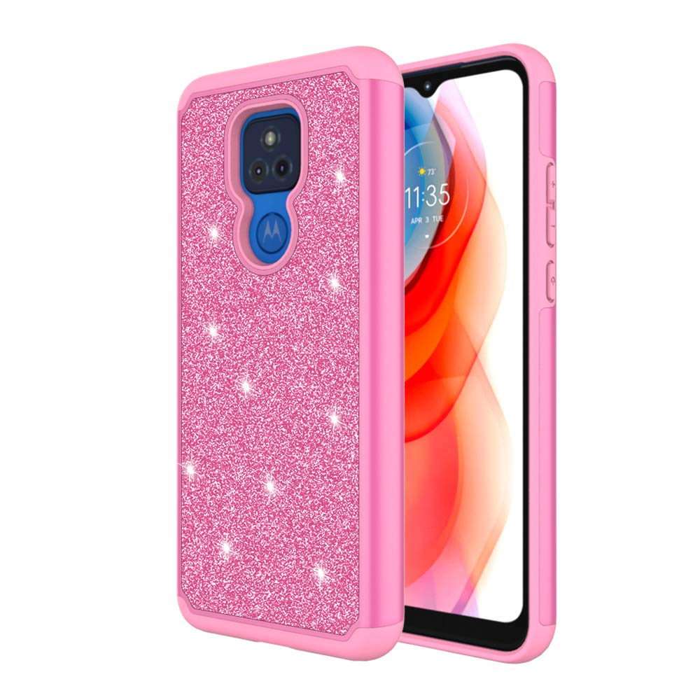 **Moto G Play 2021 Case with Tempered Glass Screen Protector - Shockproof Hybrid TPU Bumper Cover, Slim Protective Phone Case (Pink) - Perfect for Everyday Use, Travel & Outdoor Activities**