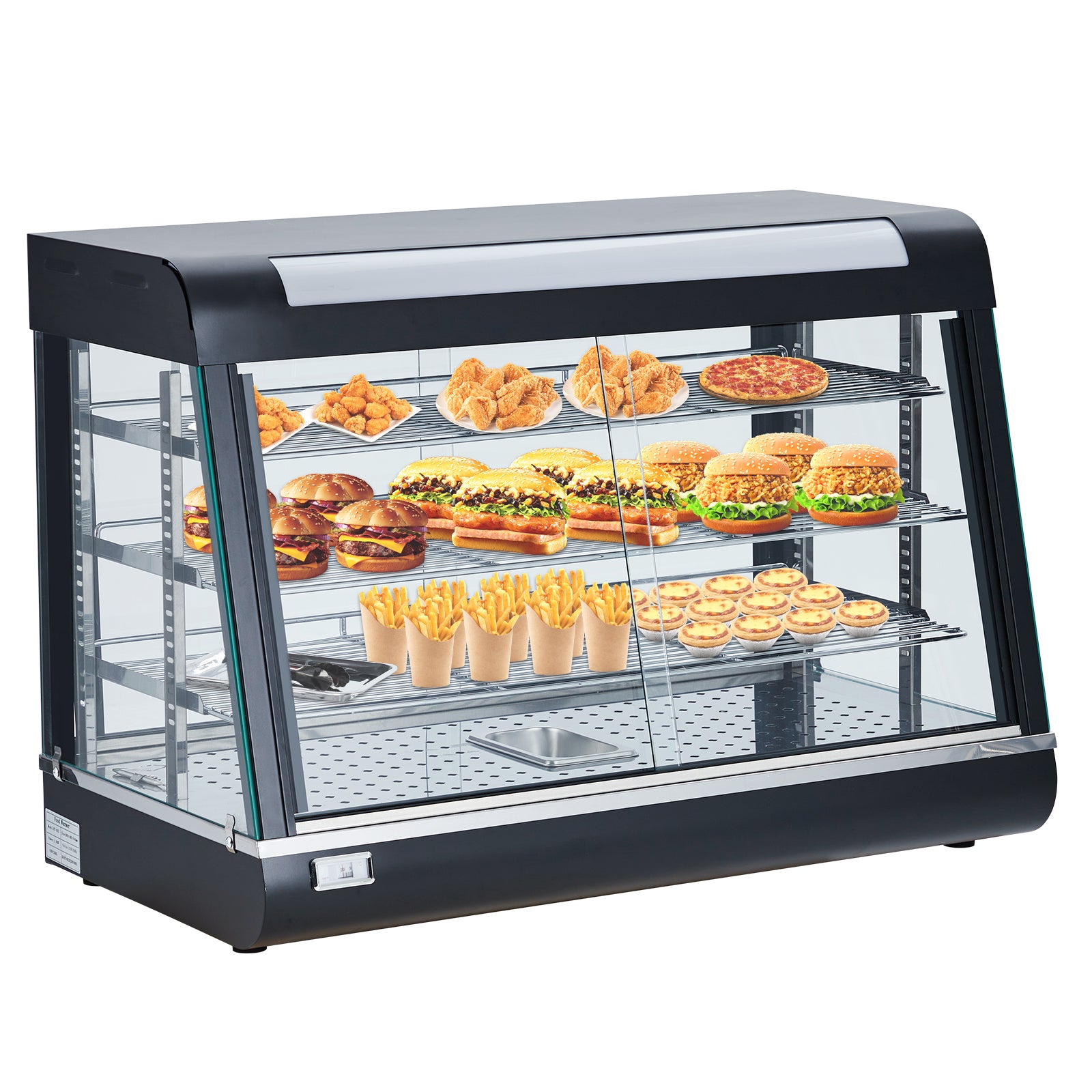 GARVEE 14 Inch 3-Tier Commercial Food Warmer - 800W Countertop Pizza Warmer with LED Lights & Removable Glass Shelves, Adjustable Temperature Control for Buffets, Bakeries & Restaurants - Perfect for Displaying Pastries, Pizzas & Hot Meals