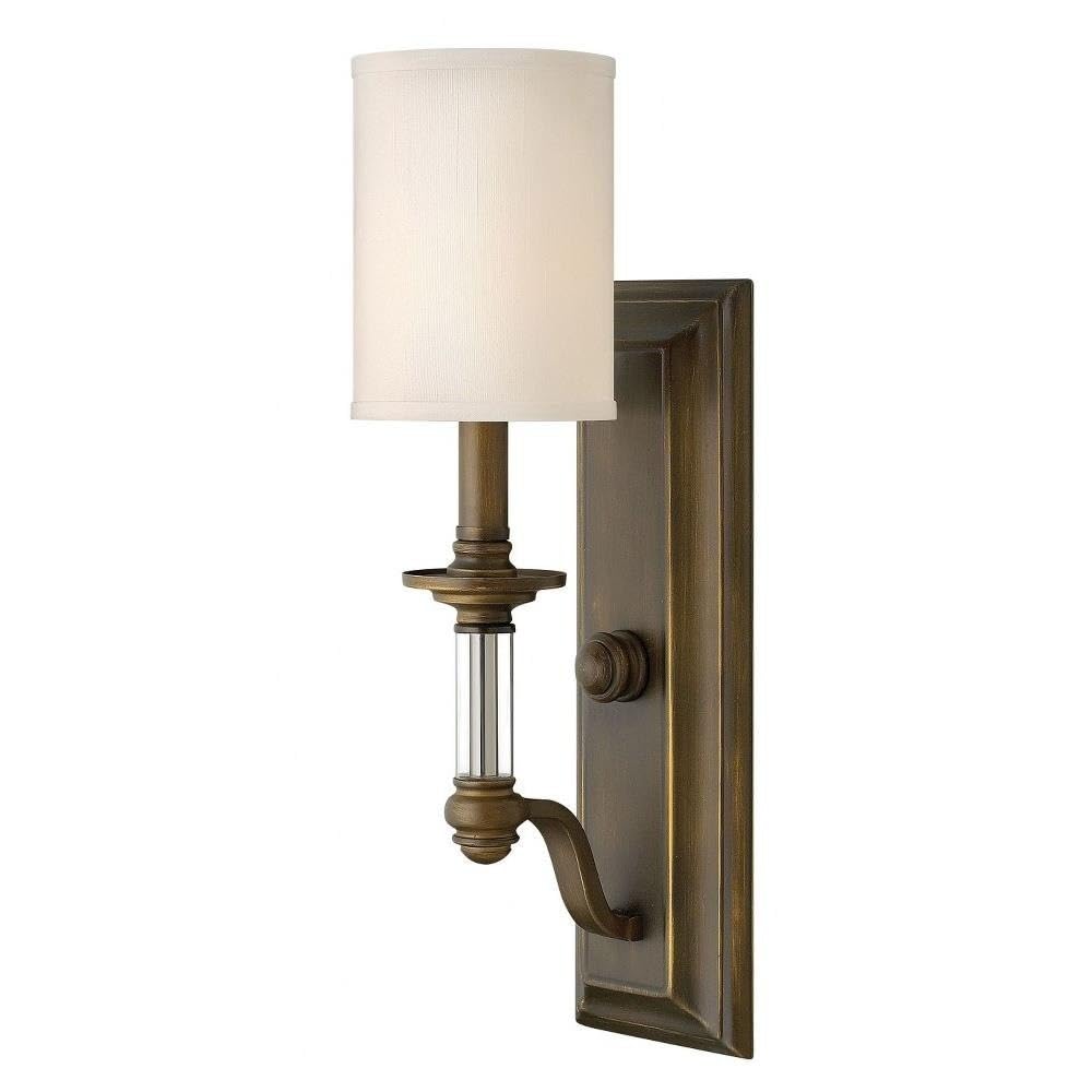 18-inch Traditional Style Metal Wall Sconce with White Fabric Shade - English Bronze Finish Interior Light Fixture (4.75