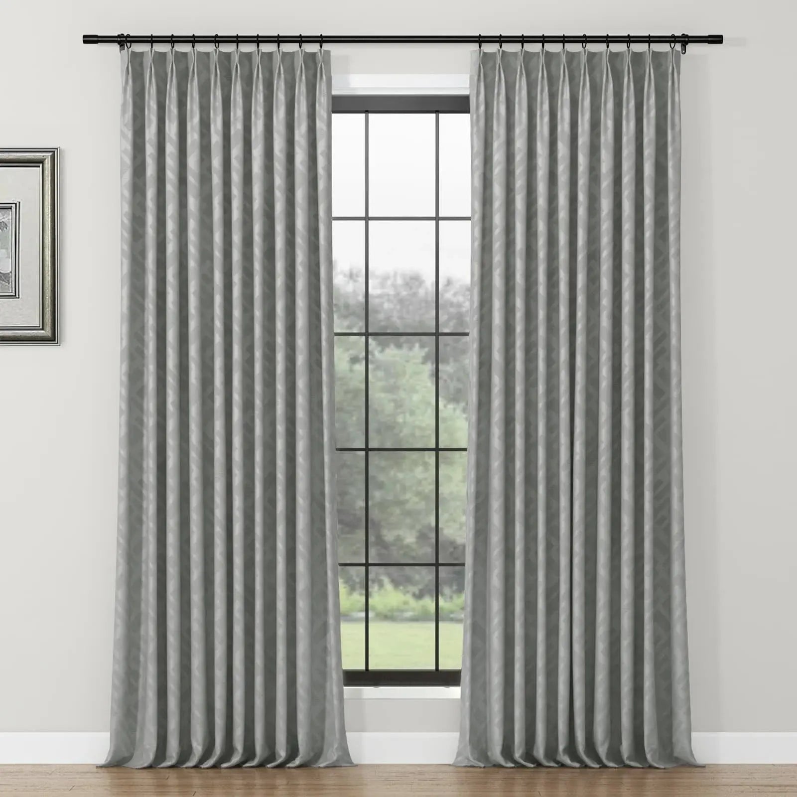Lydia Rove Jacquard Pleated Curtains for Living Room & Bedroom - Elegant Window Treatments for Home Decor