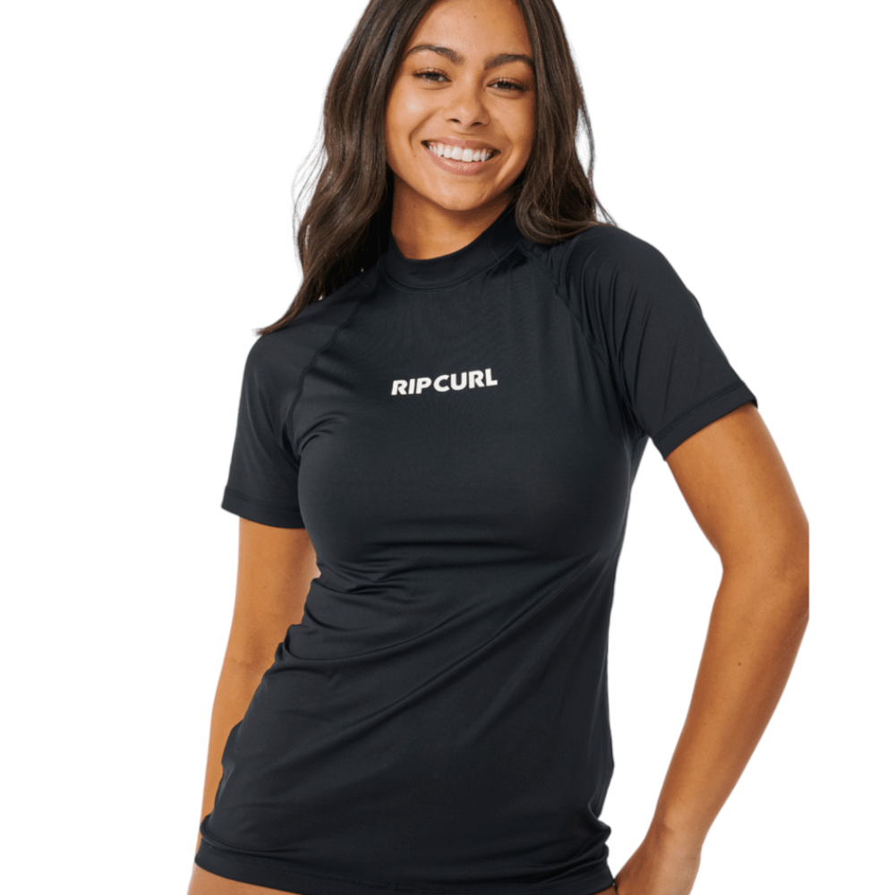 Rip Curl Women's Classic Surf Short Sleeve UPF 50+ Rashguard Shirt - Sun Protection Swimwear for Surfing, Paddleboarding & Beach Activities