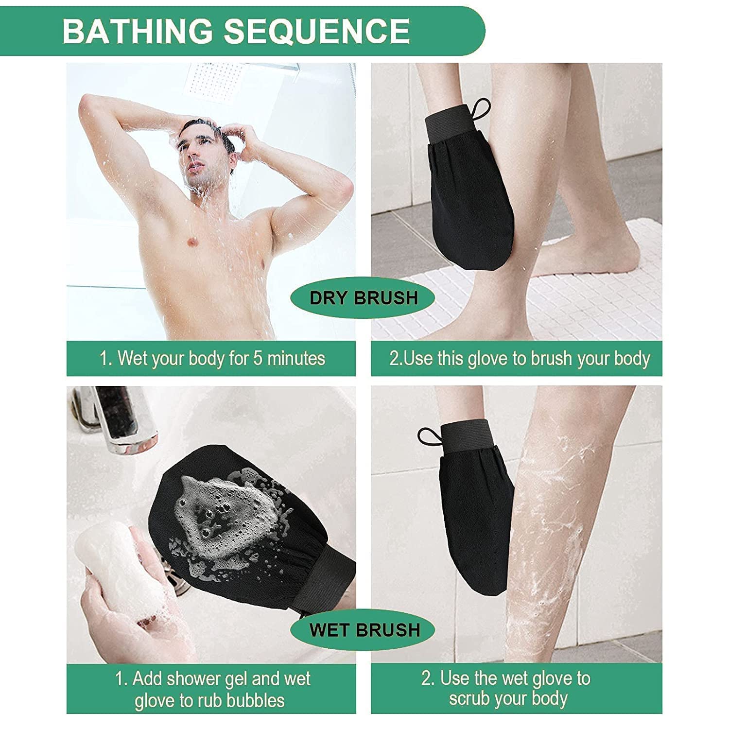Alesso Exfoliating Shower Gloves - Body Scrub Mitts for Tan Removal & Smooth Skin - Best Bath Gloves for Exfoliation & Dead Skin Removal - Perfect for Spa, Self-Care & At-Home Skincare Routine