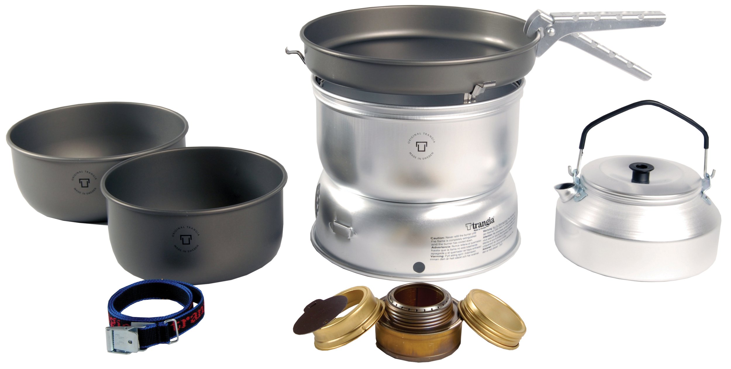Trangia 25 Hard Anodized Camping Cookset with Kettle & Spirit Burner - Lightweight Backpacking Cookware for Outdoor Adventures, Hiking & Camping Trips