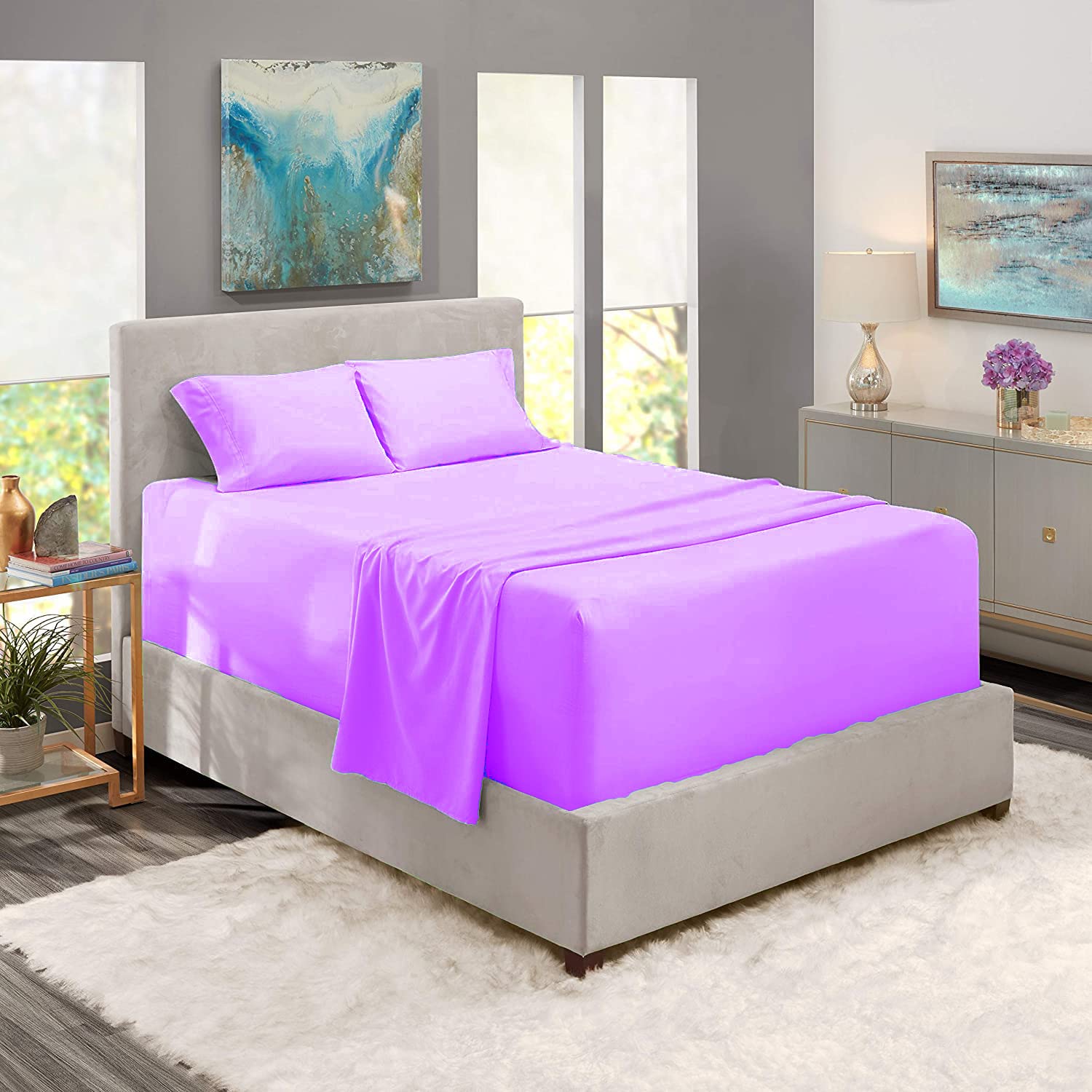 Luxury 100% Cotton Twin Size Sheet Set - 4 Piece 800 Thread Count Hotel Quality Bed Sheets with 15