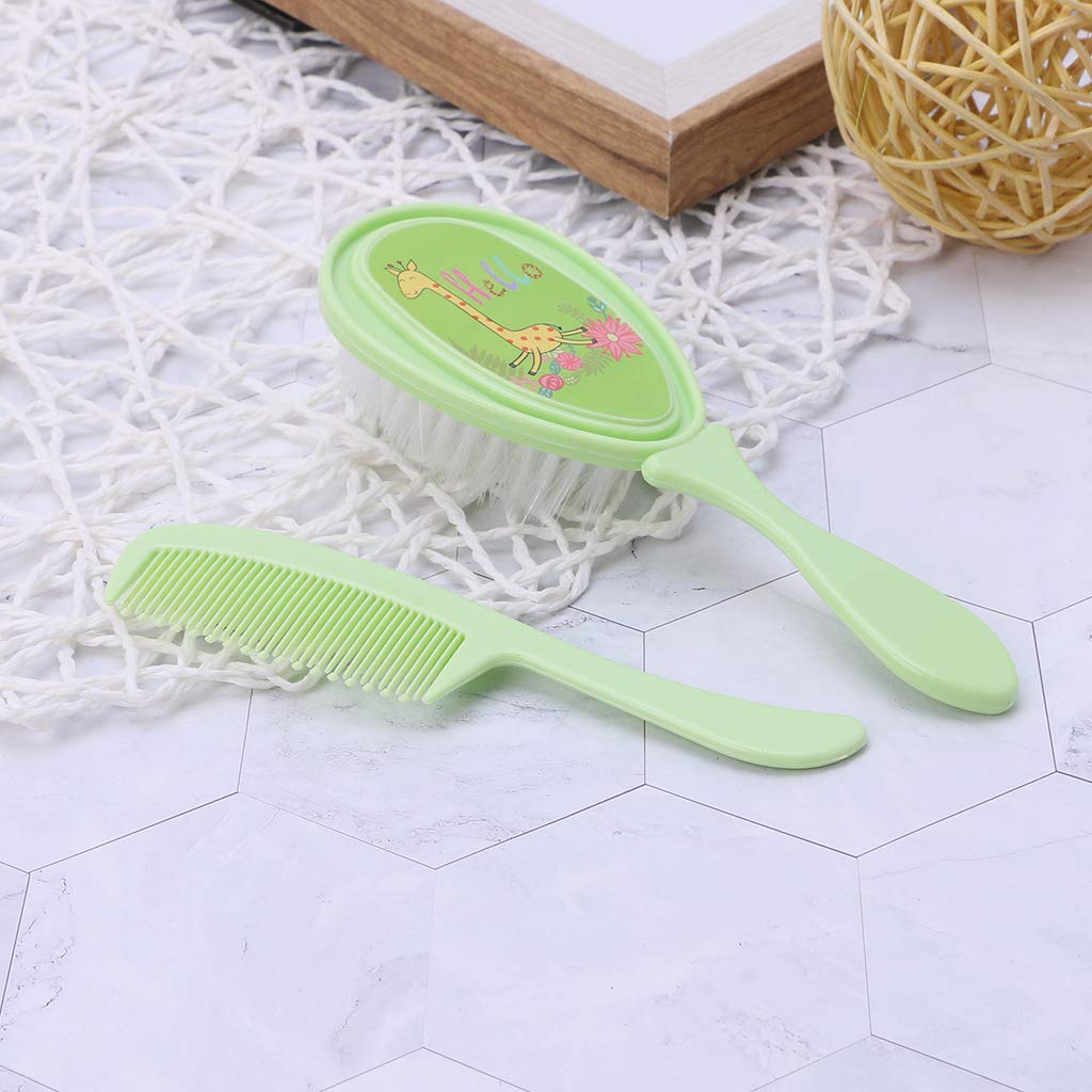 Soft Baby Hairbrush & Comb Set for Newborns - Gentle Scalp Massager & Infant Hair Care Tool - Portable & Safe for Delicate Baby Hair - Perfect for Newborn Grooming, Cradle Cap Care & Relaxing Head Massage
