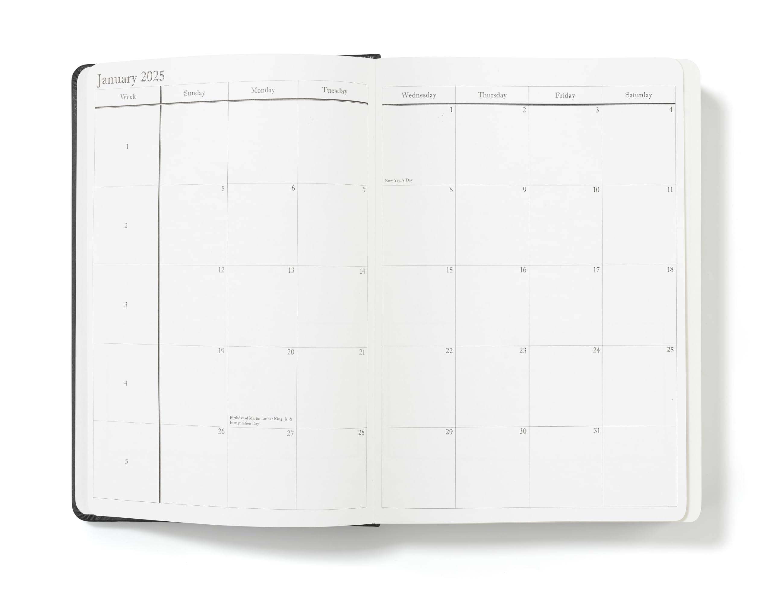 Wykeham's Executive 2025 Daily Planner & Journal - Customizable Leather Cover, 8.5