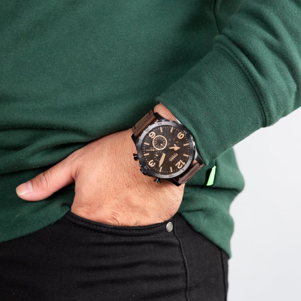 Fossil Nate JR1487 Chronograph Watch for Men - Stylish Analog Quartz Chronograph with Date Window - Perfect for Casual, Business & Everyday Wear