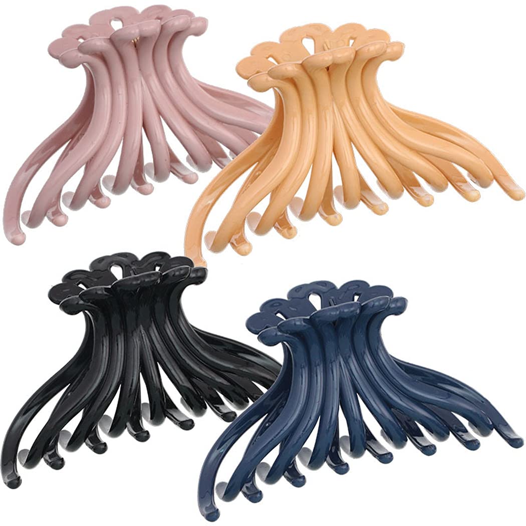 SOWUNO 7PCS Large Hair Claw Clips - Non-Slip Strong Hold Barrettes for Women & Girls, Decorative Hair Jaw Clips for Styling, Shower, Workout & Everyday Use