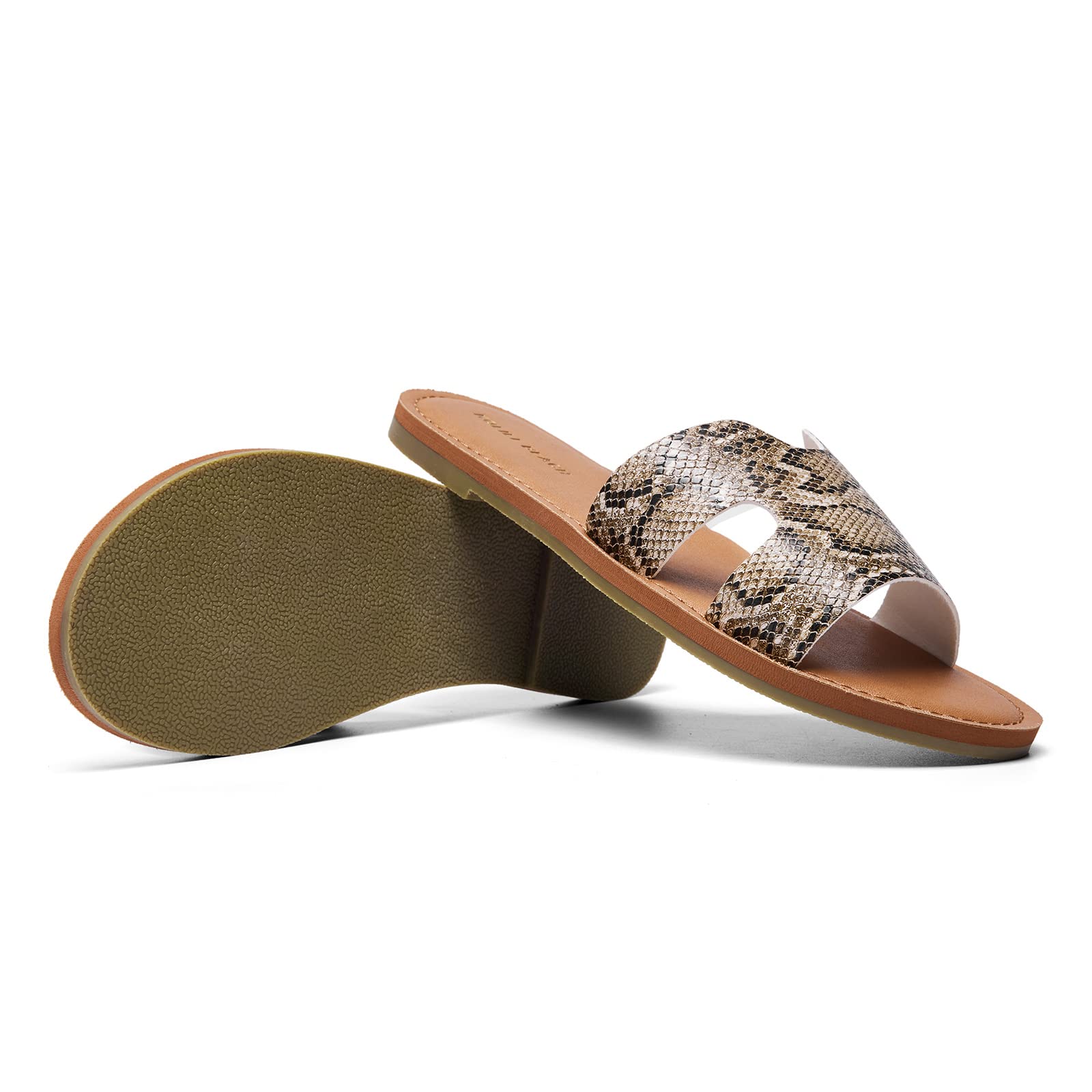 KOLILI Women's Flat Slide Sandals - Summer Fashion H Band Sandals for Casual & Dressy Occasions | Comfortable Beach, Pool, and Outdoor Wear