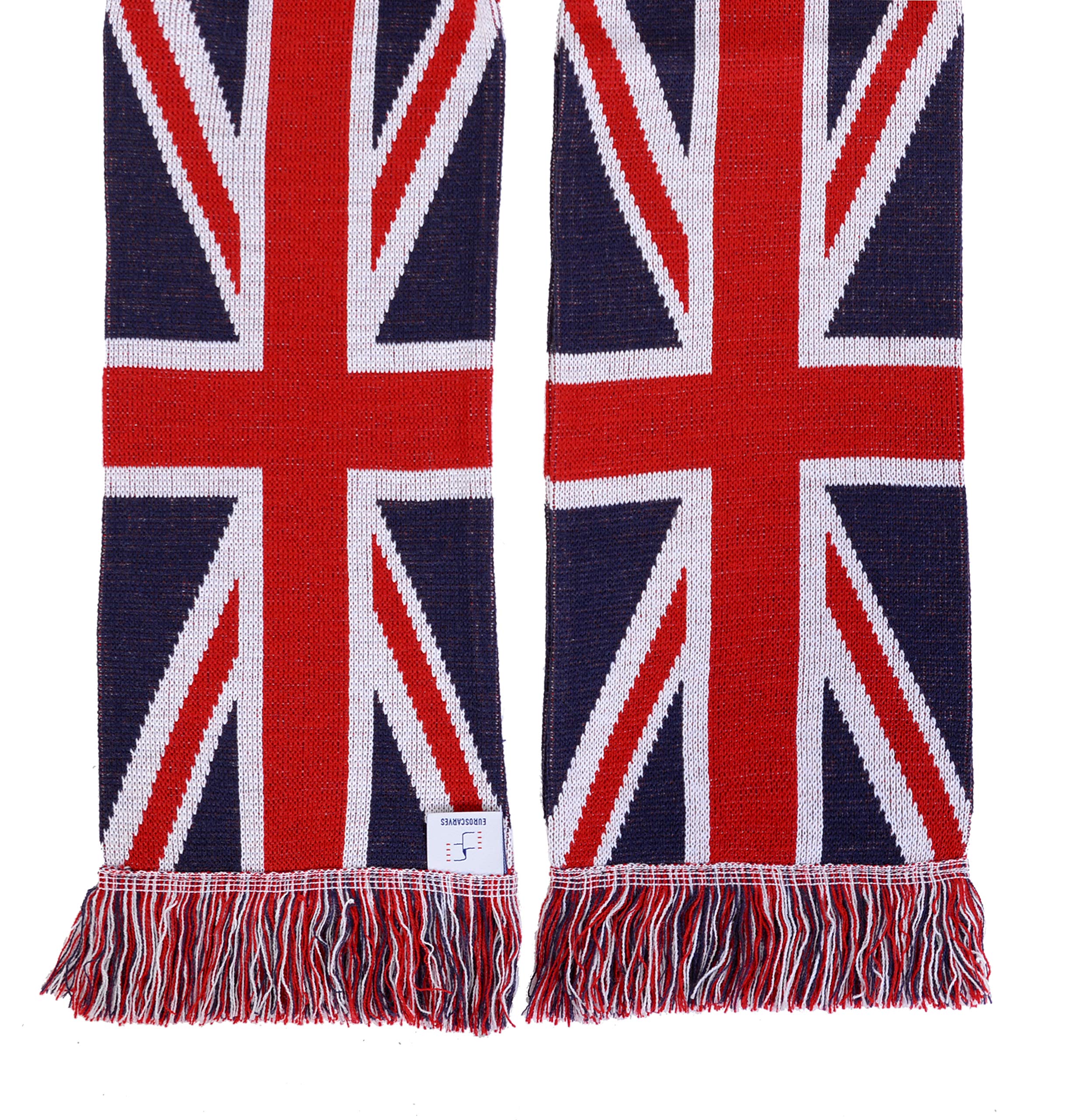 Euroscarves UK Union Jack British Flag Knit Scarf - Warm Winter Fashion Accessory for Men & Women, Perfect for Football Matches & Outdoor Activities