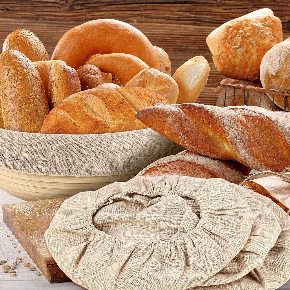 Premium Round Banneton Proofing Basket Linen Liner - 6 Pack 10 Inch Bread Cloth for Sourdough, Artisan & Homemade Bread Baking - Perfect for Professional Bakeries & Home Kitchen Use