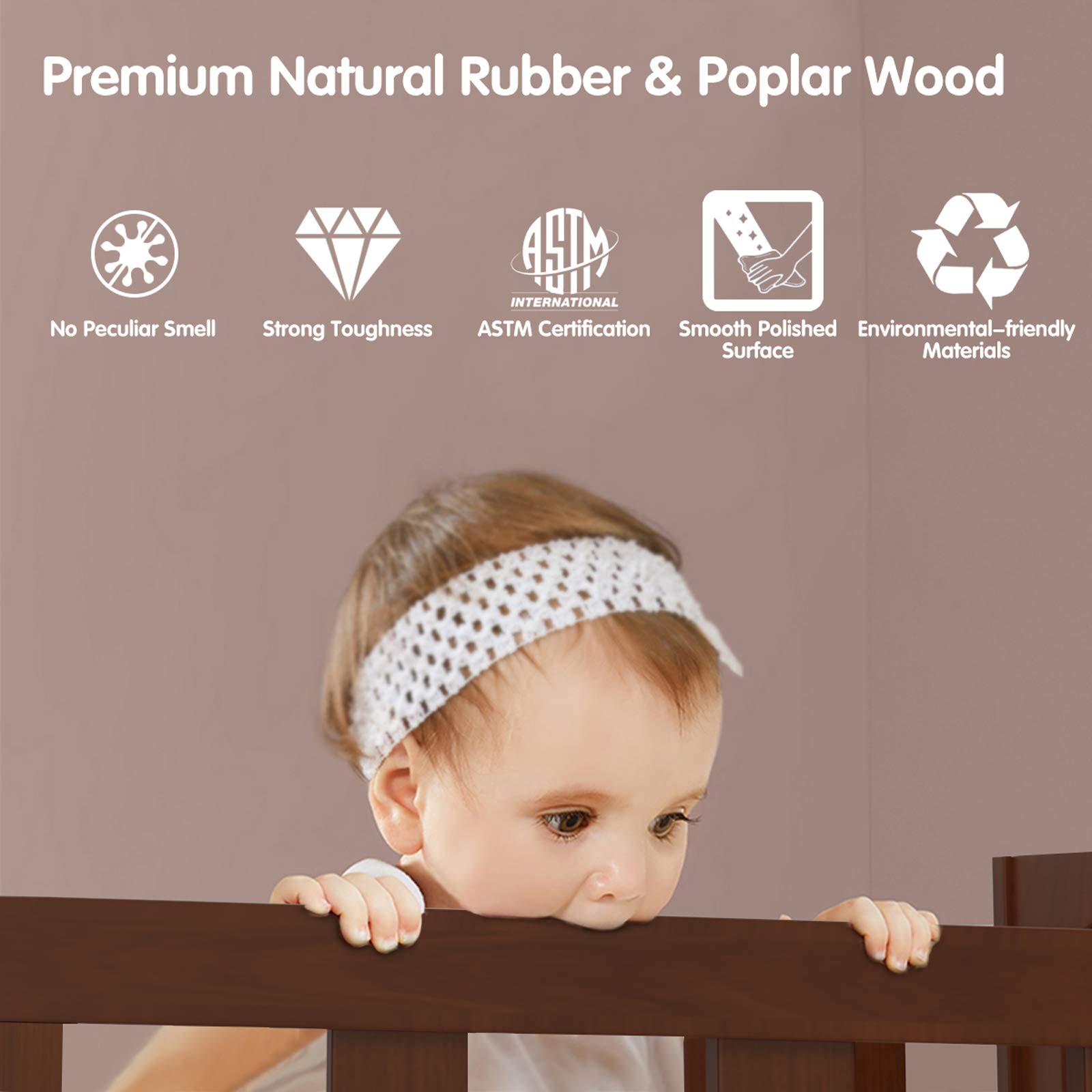 Costzon 2-in-1 Convertible Wood Toddler Bed Frame with Safety Guardrails & Footboard - Full Size Crib Mattress Compatible Floor Bed for Kids & Toddlers (Brown) - Perfect for Nursery, Daycare or Children's Bedroom