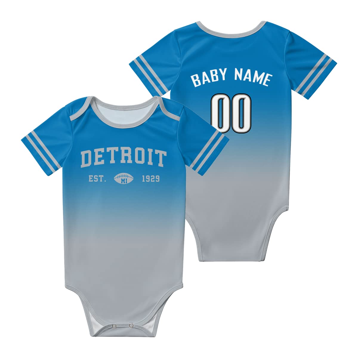 Custom Newborn Baby Football Short Sleeve Bodysuit - Personalized Name & Number Gradient City Design - Perfect for Game Day, Photo Shoots & Everyday Wear