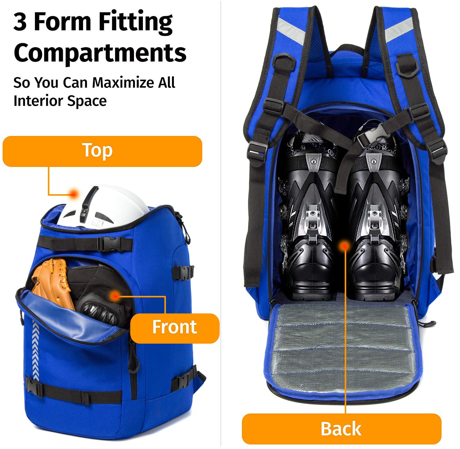 **50L Waterproof Ski Boot Travel Backpack – Carry Ski & Snowboard Boots, Helmet, Goggles, Gloves & Accessories for Men, Women & Youth – Perfect for Ski Trips & Winter Sports**