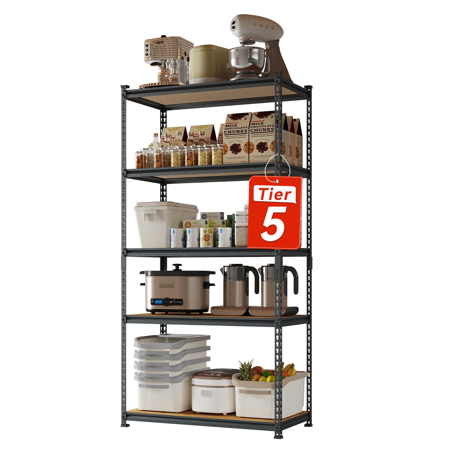5-Tier Heavy Duty Metal Storage Rack - Adjustable Shelving Unit 36