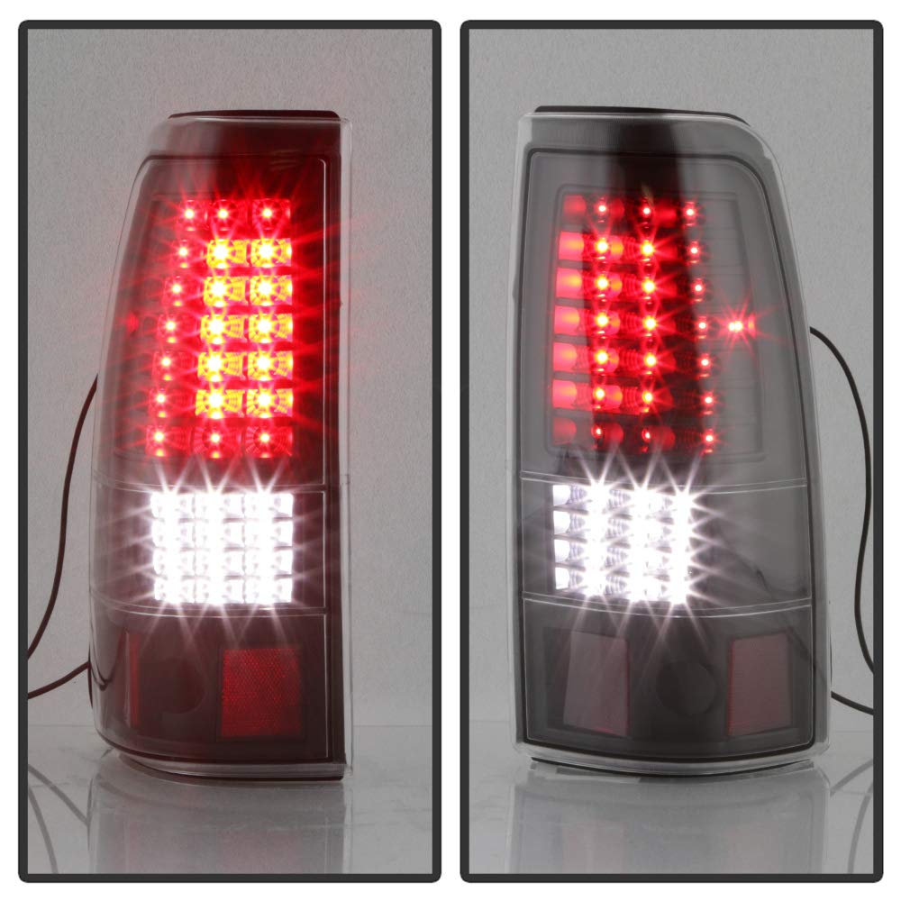 ACANII Full LED Tail Lights Brake Lamps for 1999-2002 Chevy Silverado 1500 2500 3500 & 99-06 GMC Sierra - Black C-Strip Style - Upgrade Your Truck Lighting for Night Driving & Enhanced Safety