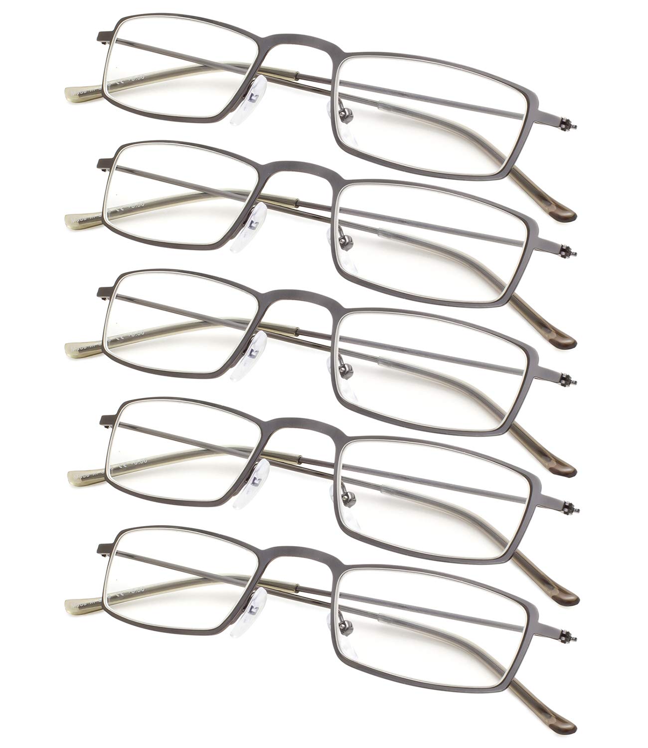 5-Pack Lightweight Reading Glasses for Men & Women - Blue Light Blocking, Anti-Glare, Fashionable Frames - Perfect for Reading, Computer Use & Office Work