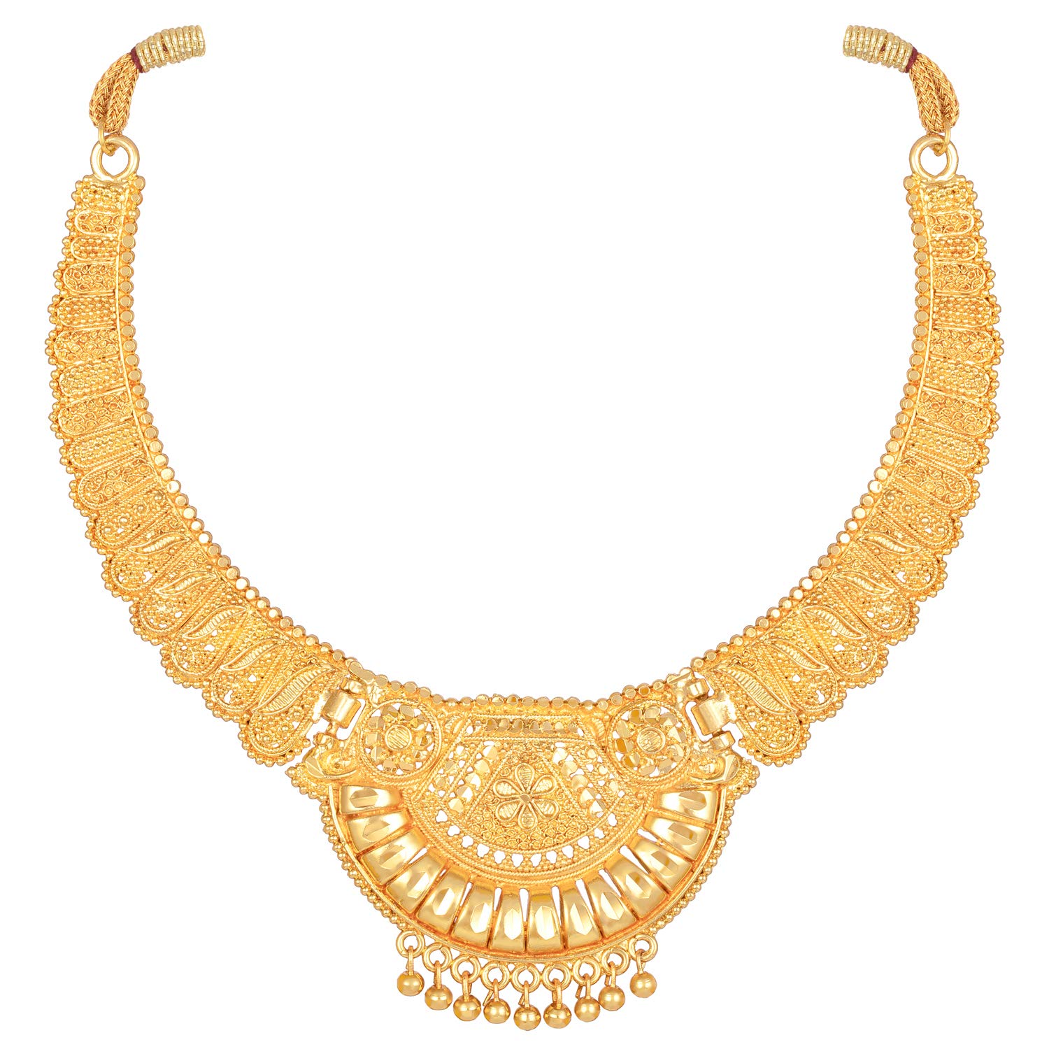 Shining Diva Fashion Latest Gold Plated Choker Necklace Set for Women - Traditional One Gram Gold Plated Jewelry Set - Elegant Party Wear & Wedding Accessories (Golden) (11534s)