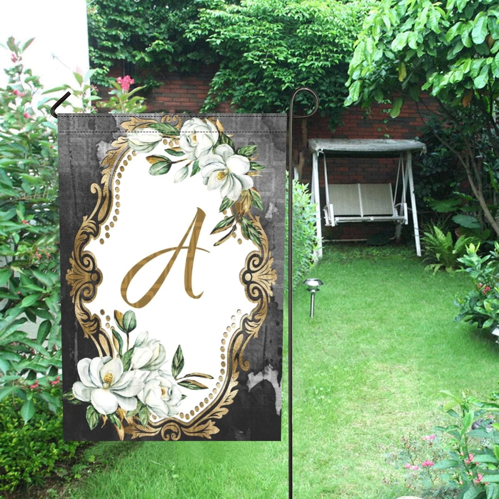 Magnolia Garden Flag - Personalized Black and Gold 36x60 Inch Decorative Yard Flag with Clip for Outdoor Home Decor | Perfect for Spring, Summer, and Southern Style Gardens