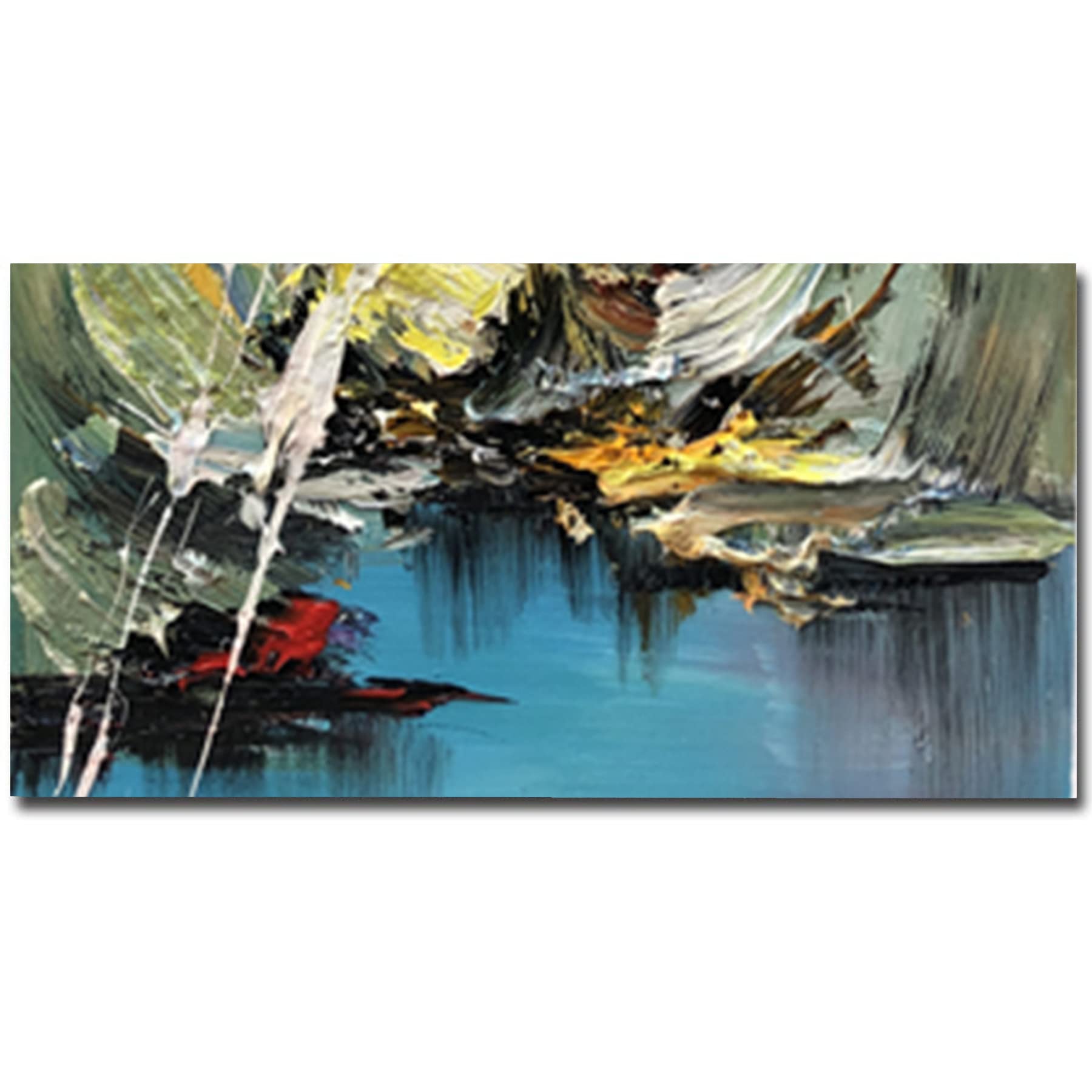 Hand-Painted Modern Abstract Oil Painting - Oversized Vertical Wall Art (64x32 Inches) Colorful Contemporary Home Decor | Perfect for Living Room, Bedroom & Office Decoration