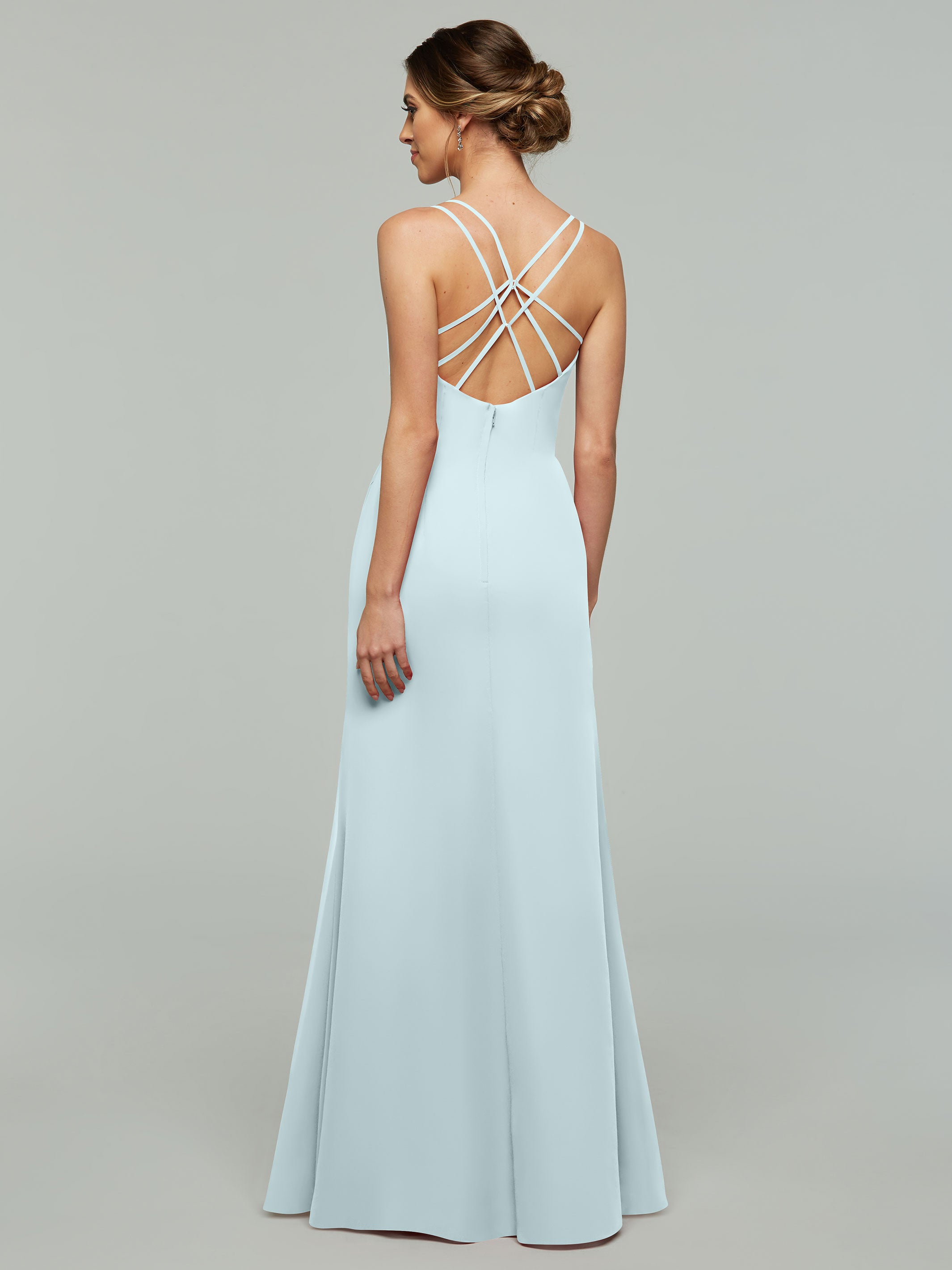 Elegant 80130 Chiffon Sheath Bridesmaid Dress - V Neck & High Slit Design for Weddings, Formal Events & Special Occasions
