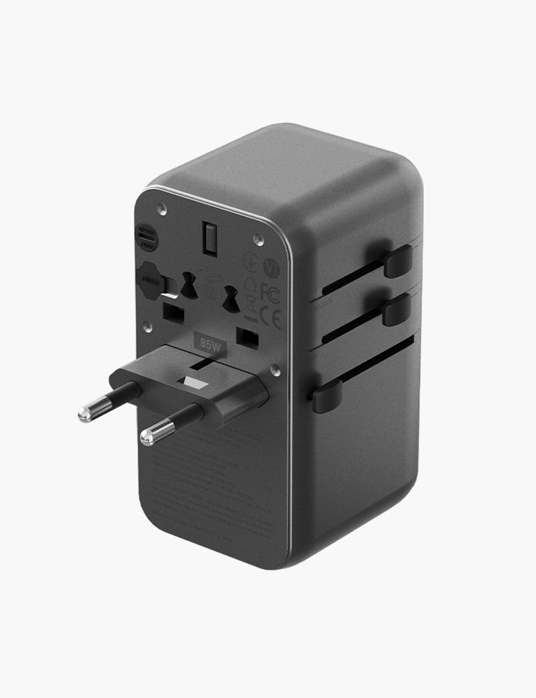 GaN85 Fast Charging Travel Adapter - Universal USB-C Power Plug for USA, Europe, Asia | Perfect for Business Trips, Vacations & International Travel Accessories