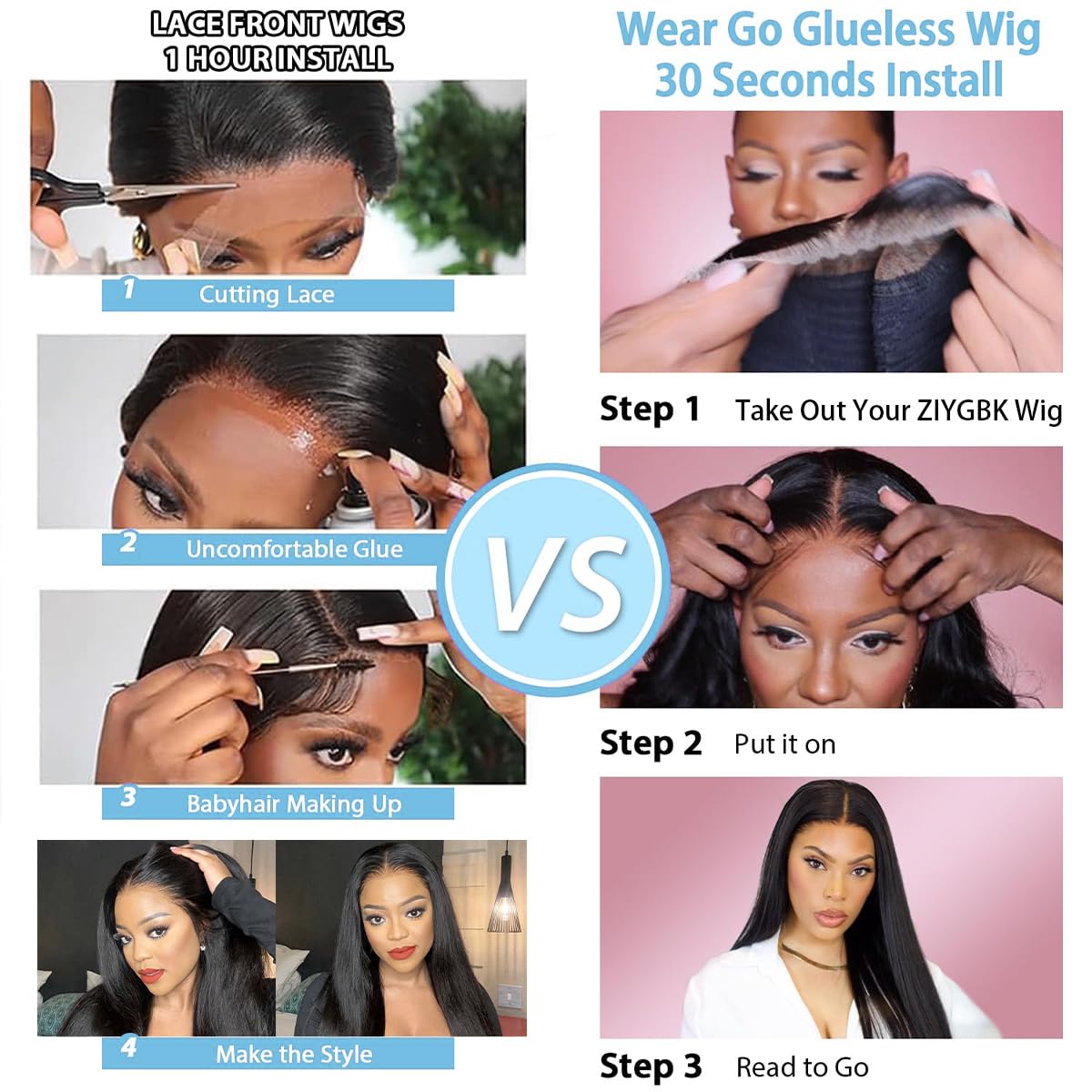 5x5 HD Lace Closure Wigs Human Hair Straight - Glueless Wear and Go Pre Plucked Pre Cut with Baby Hair | Natural Black 30 Inch 200% Density | Perfect for Beginners, Daily Wear & Special Occasions