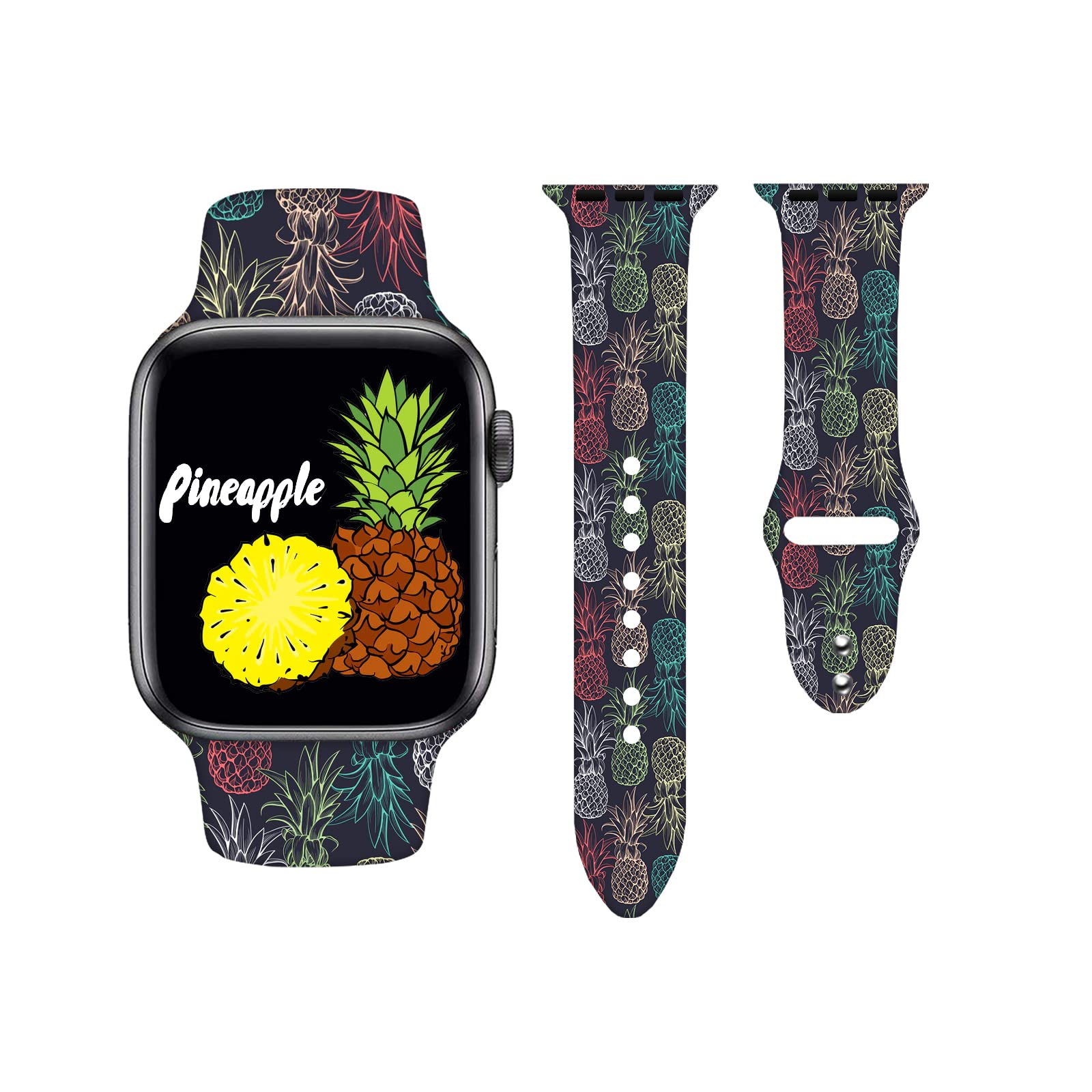 Compatible Apple Watch Bands for Women & Men - Soft Silicone Replacement Straps for Series 7/6/5/4/3/2/1 - Adjustable Wristbands for Workout, Running & Daily Wear