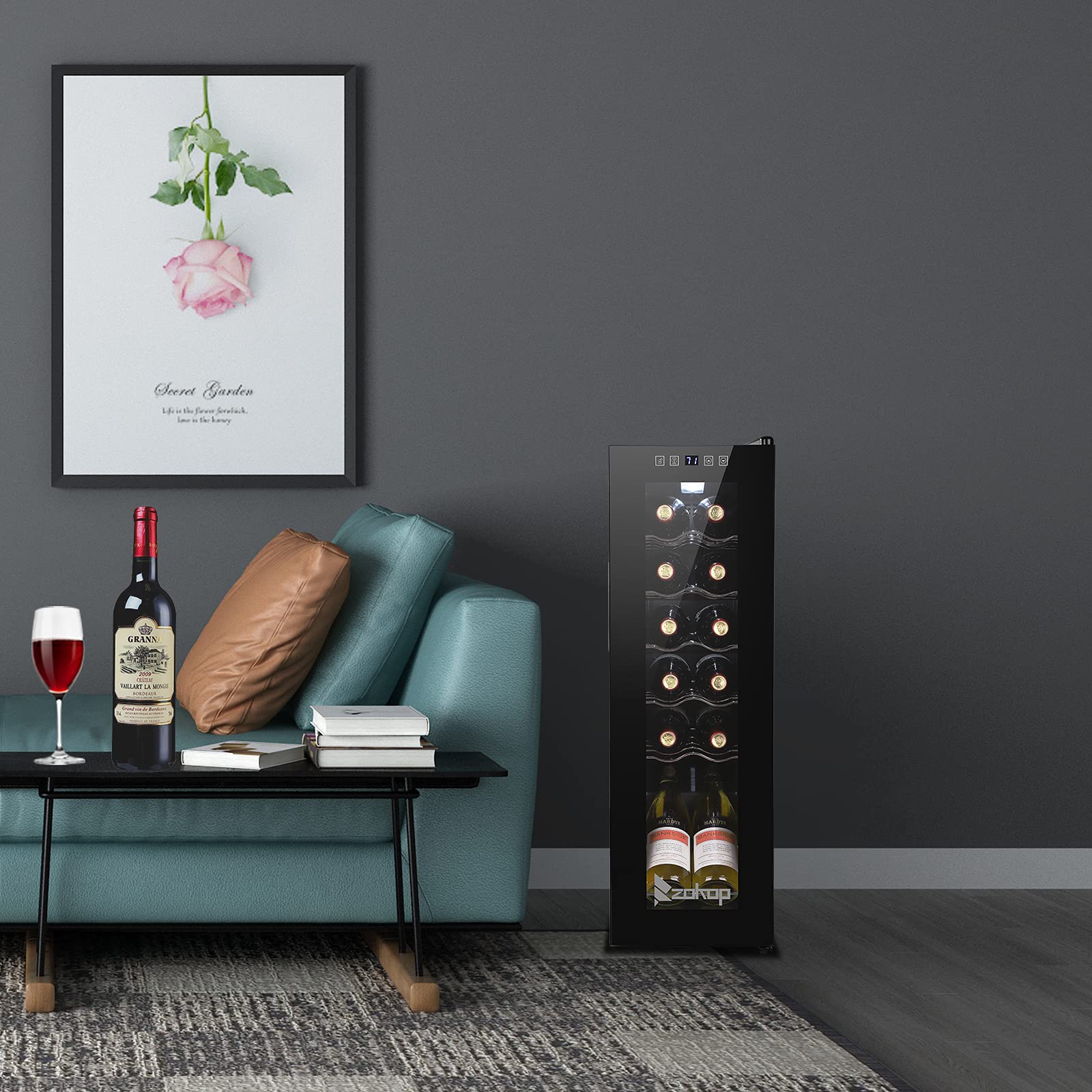 Winado 12 Bottle Compressor Wine Cooler - Adjustable Temperature Freestanding Mini Wine Fridge with Digital Control & Removable Shelves | Perfect for Home Bars, Kitchen Countertops & Small Spaces