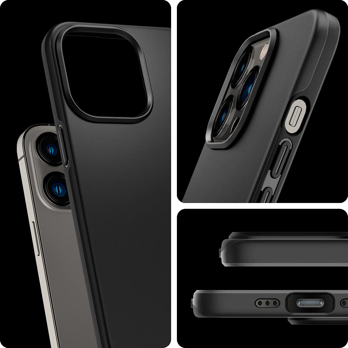 Spigen Thin Fit iPhone 13 Pro Max Case (2021) - Slim Protective Cover, Matte Black | Perfect for Everyday Use, Work & Travel