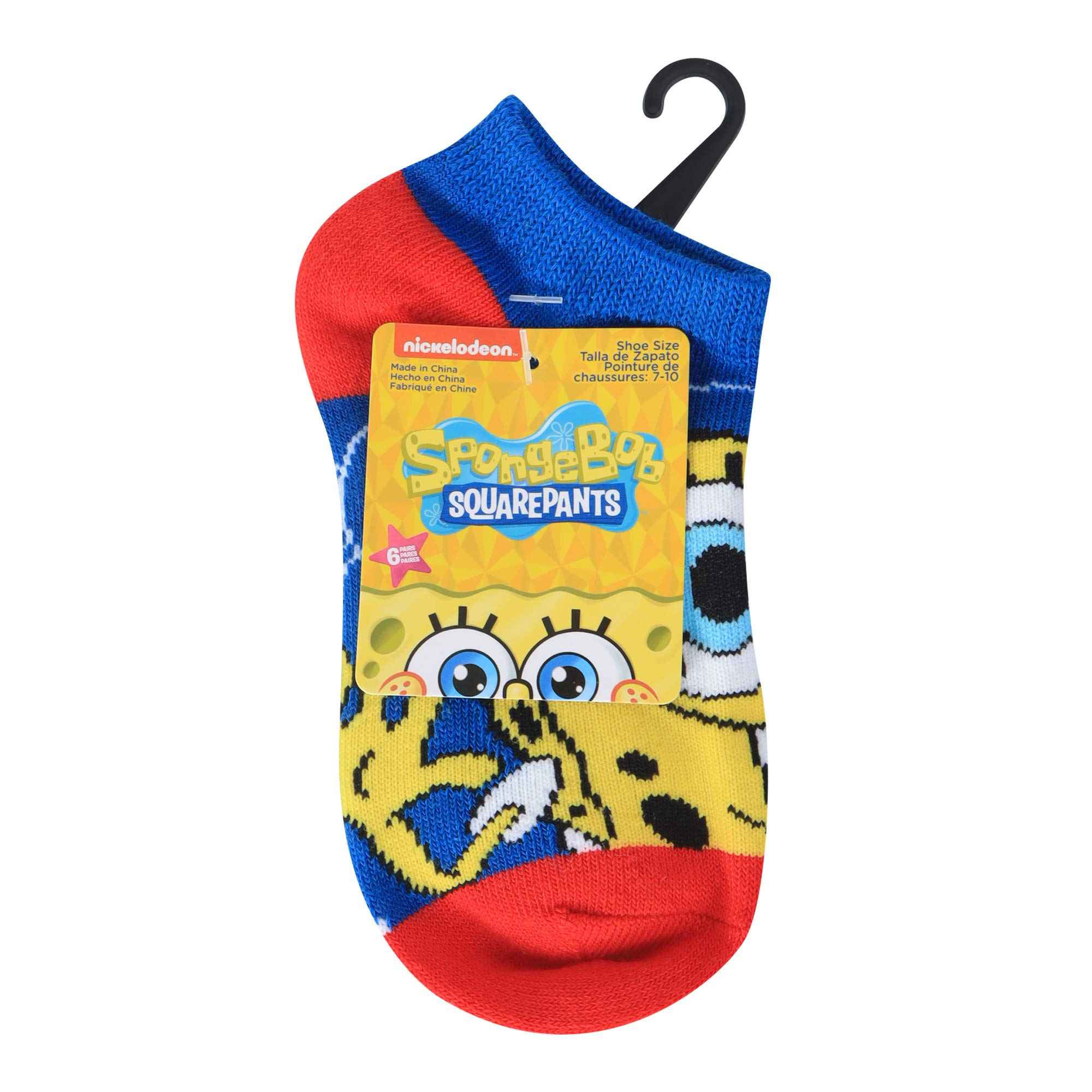 SpongeBob SquarePants No-Show Socks for Boys - Cartoon Character Ankle Socks - Perfect for School, Sports & Everyday Wear