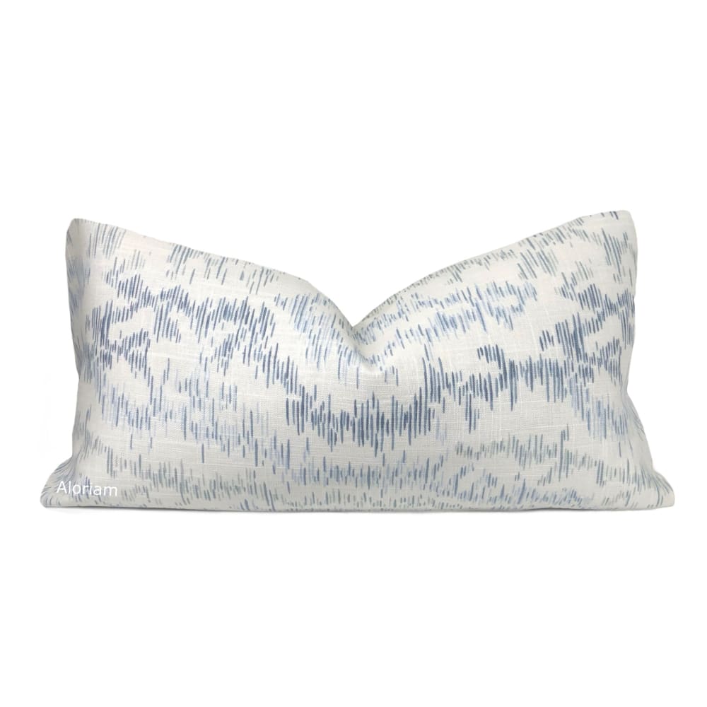 French General Provincial Moire Chambray Blue & White Pillow Cover - Decorative Throw Pillow Case for Sofa, Bed, Couch, Living Room & Home Decor