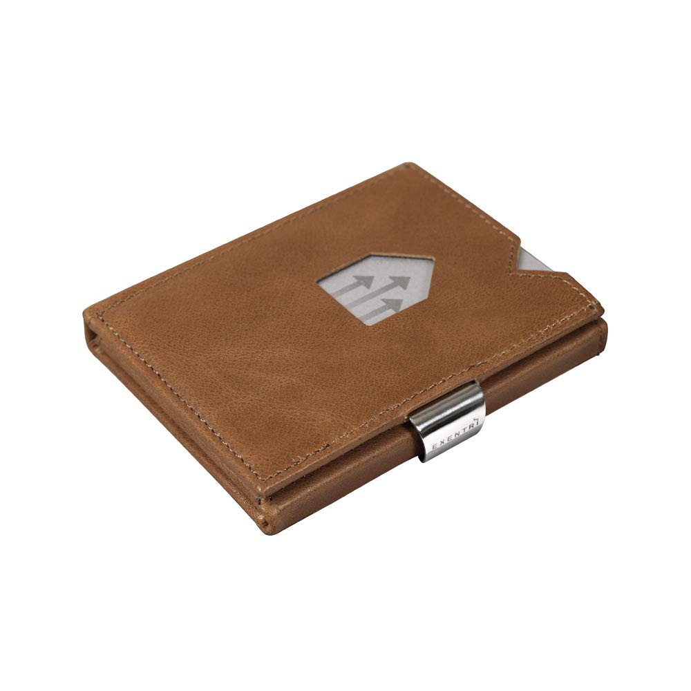 Premium Genuine Leather RFID Blocking Trifold Wallet with Stainless Steel Locking Clip - Secure Slim Mens Wallet for Everyday Carry & Travel