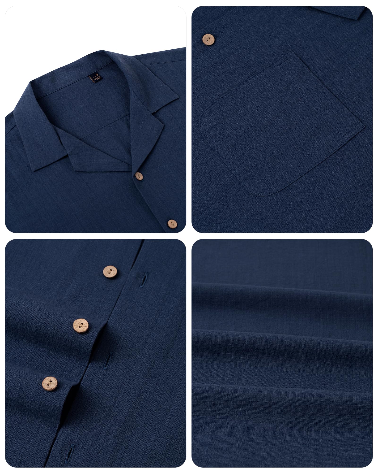 Men's Linen Short Sleeve Button Down Shirts - Breathable Cotton Summer Casual Shirts for Beach, Vacation & Hawaiian Style | Perfect for Tropical Getaways, Pool Parties and Summer Outings